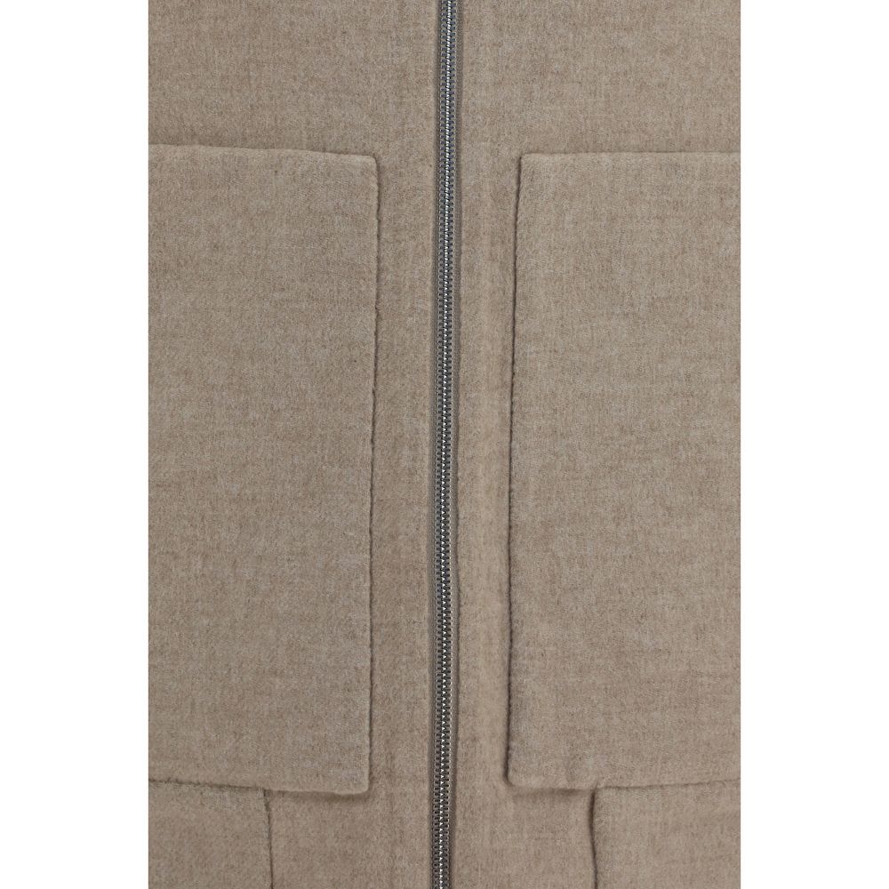 Brunello Cucinelli Men's High Collar Cashmere Overcoat - Beige