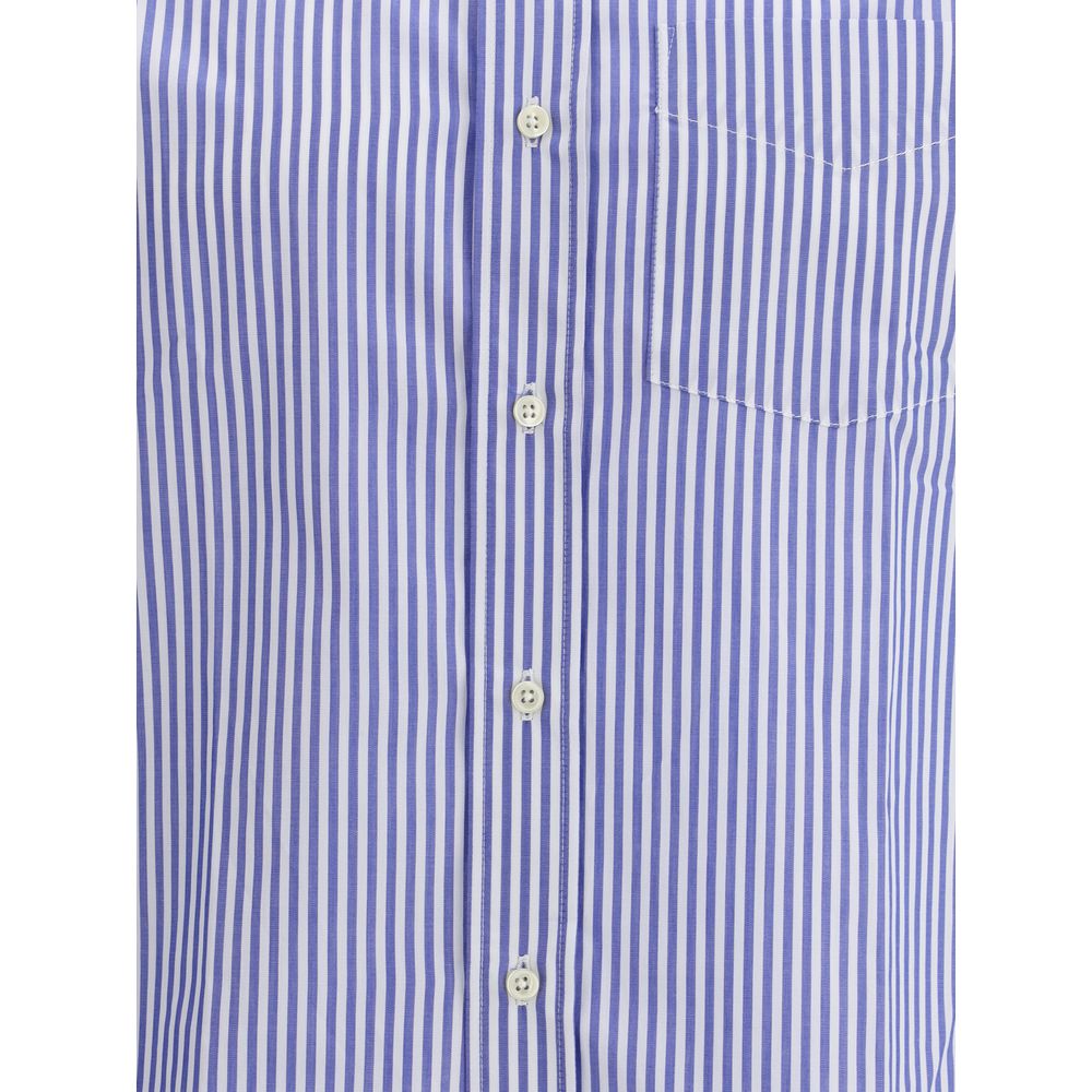 Deperlu Men's Regular Fit Cotton Shirt - Blue Patterned Striped