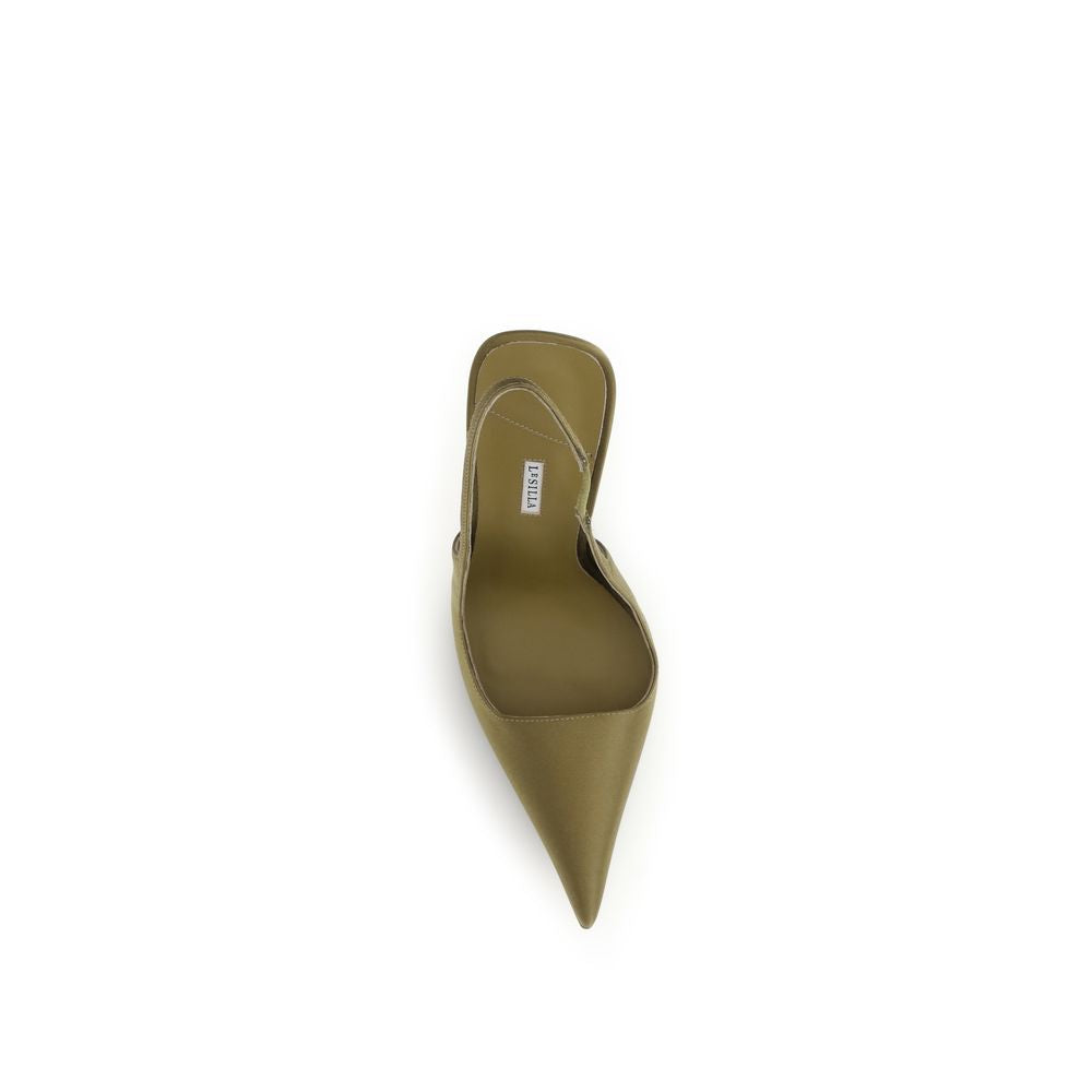 Stiletto Slingback Pumps Heels by LE SILLA for women in silk satin bicolour & green features a effortlessly chic Women's Silk Satin Stiletto Slingback Pumps Heels design with a sophisticated stiletto and elegant .