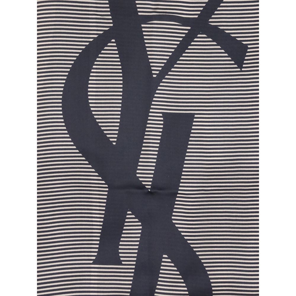 Saint Laurent Cassandre Silk Stole Scarf - Blue Transparent Signature Striped