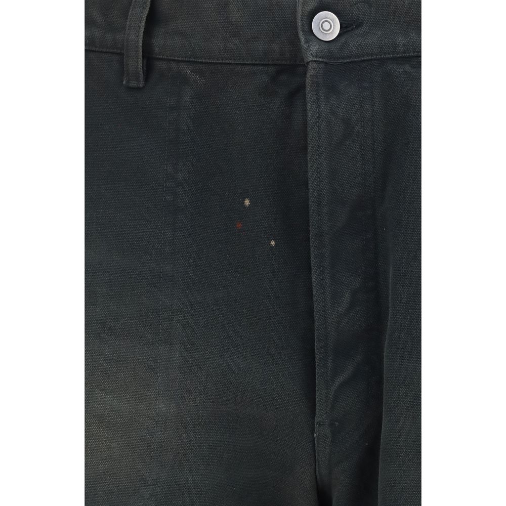 Maison Margiela Men's Straight Leg Wide Oversized Cotton Casual Pants - Gray