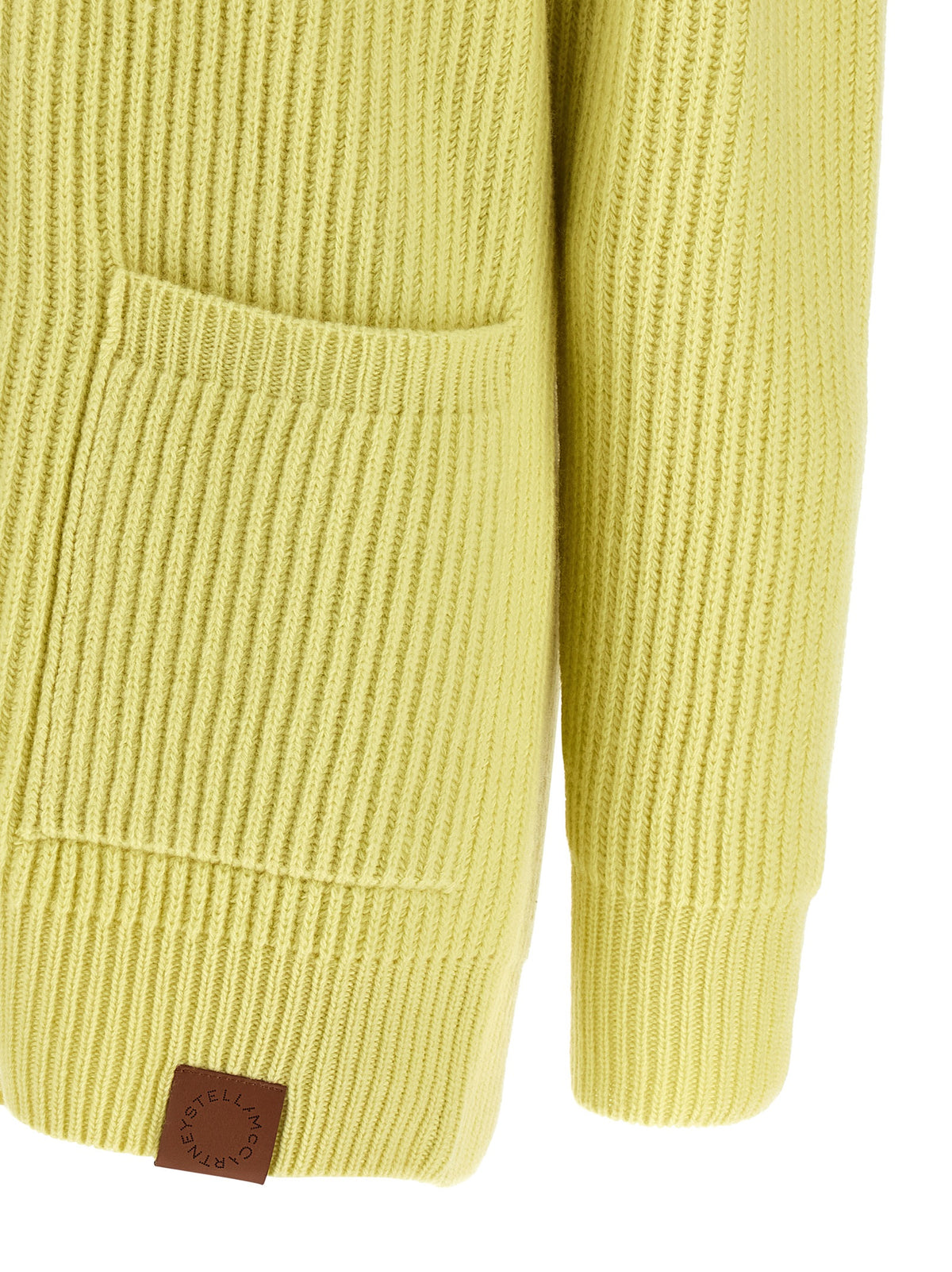 Stella McCartney Women's Boyfriend V Neck Virgin Wool & Leather Cardigan - Bicolour Yellow