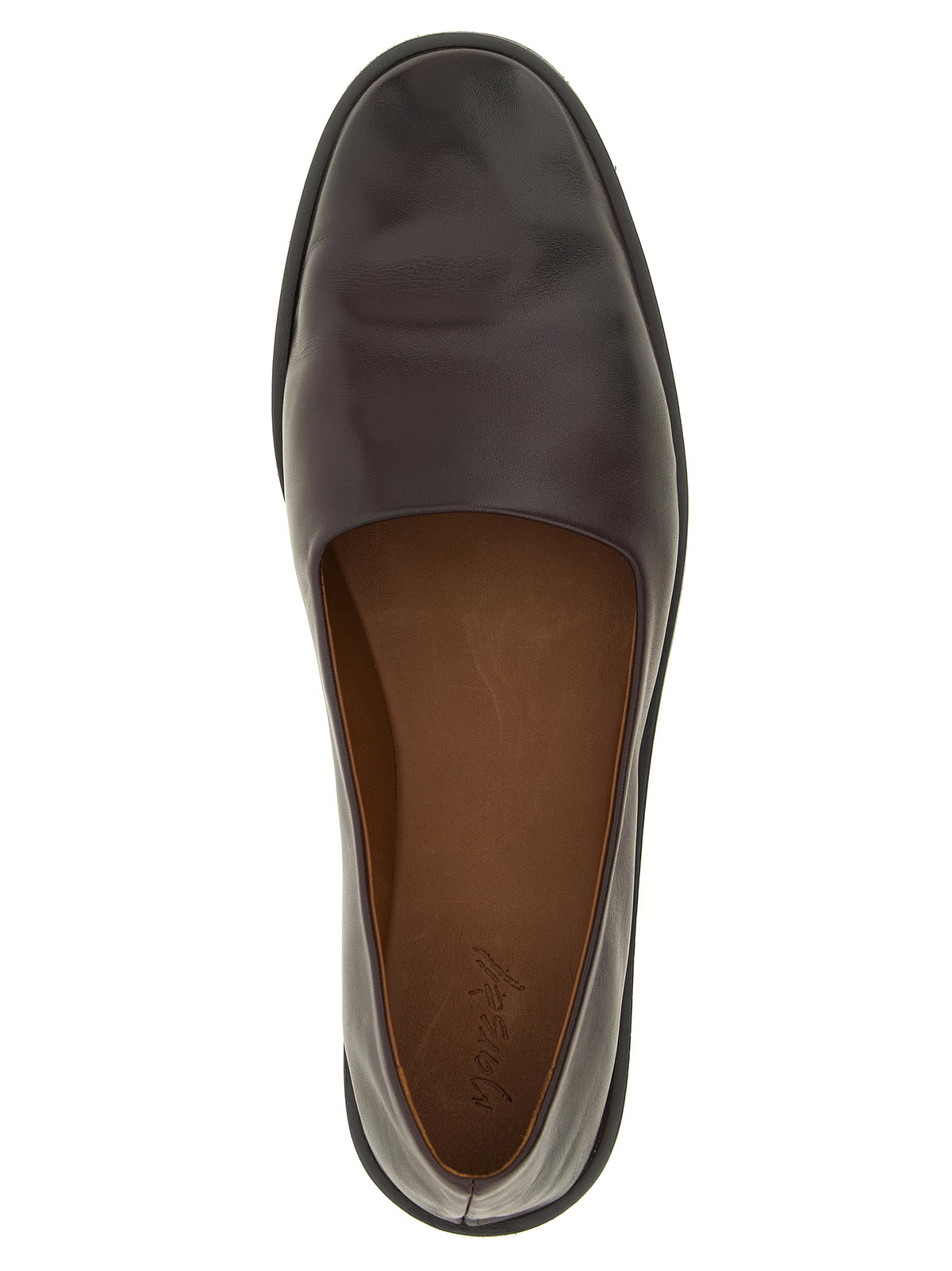 Marsell Women's Calfskin Leather Ballet Slippers Flat Shoes - Brown