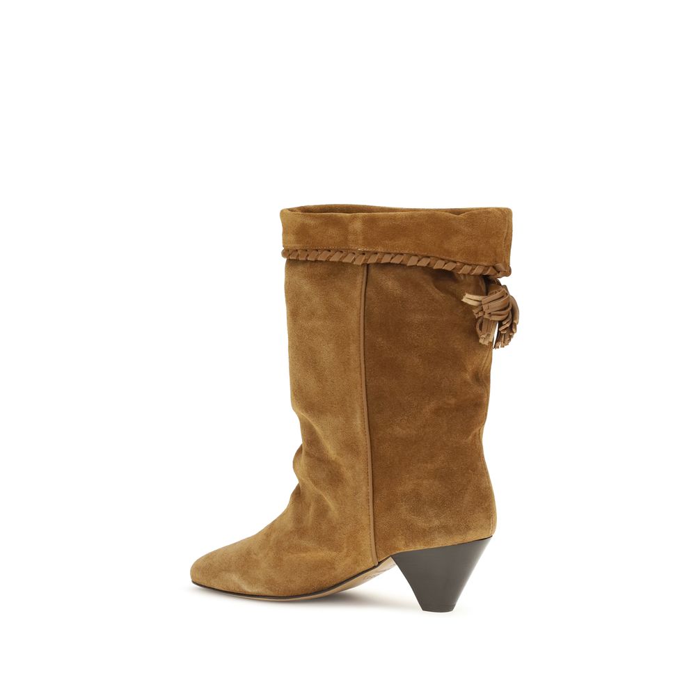 Isabel Marant Women's Bos Taurus Suede Calfskin Leather Flat Boots - Brown
