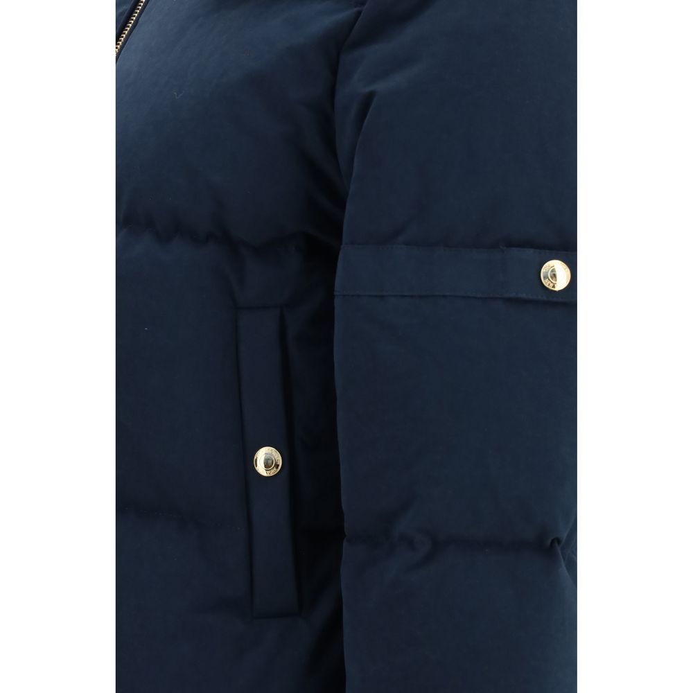 Thom Browne Women's Padded Cotton Polyester Hooded Puffer Jacket - Blue Gold