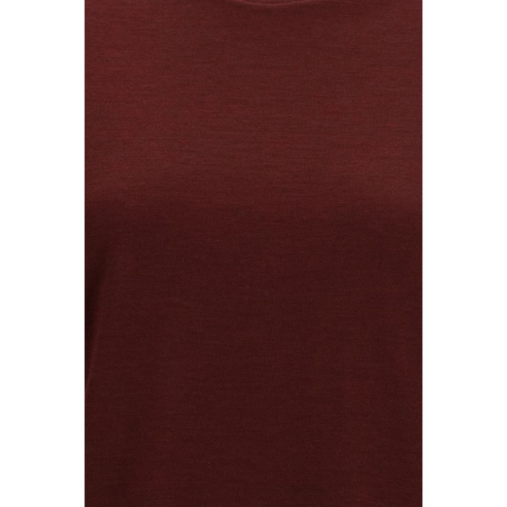 Thom Browne Women's Regular Fit Short-Sleeve Crew Neck Merino Wool T-Shirt - Bordeaux
