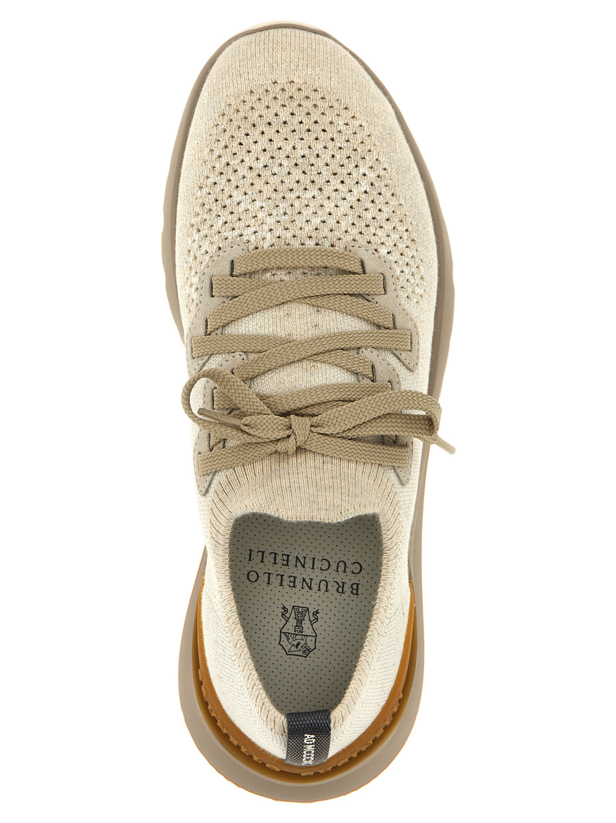 Brunello Cucinelli Men's Low Top Slip On Stretch Polyamide Cotton Sneakers - Beige