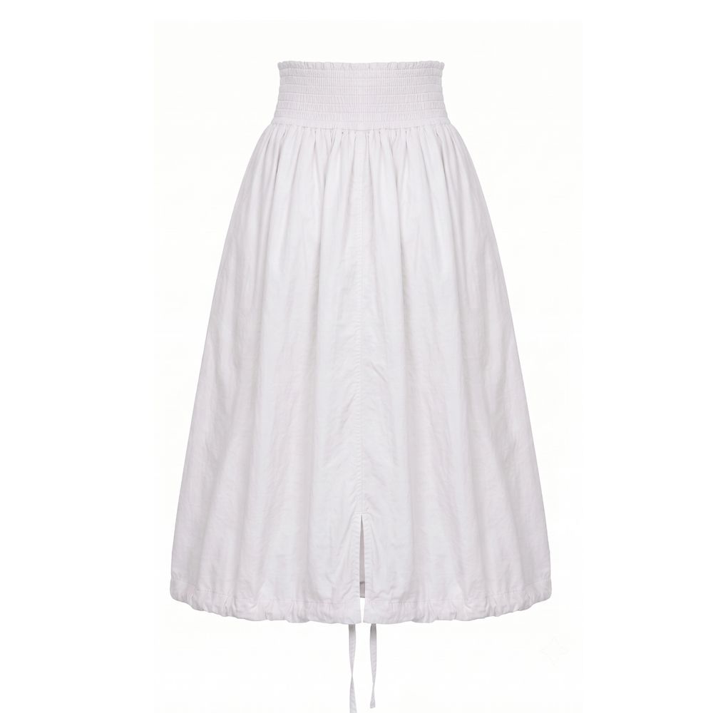 Skirt by Mr&Mrs Italy for women in polyamide white features an relaxed-yet-refined silhouette that elegantly showcases the Women's Flared Polyamide Midi Skirt design and sophisticated midi.