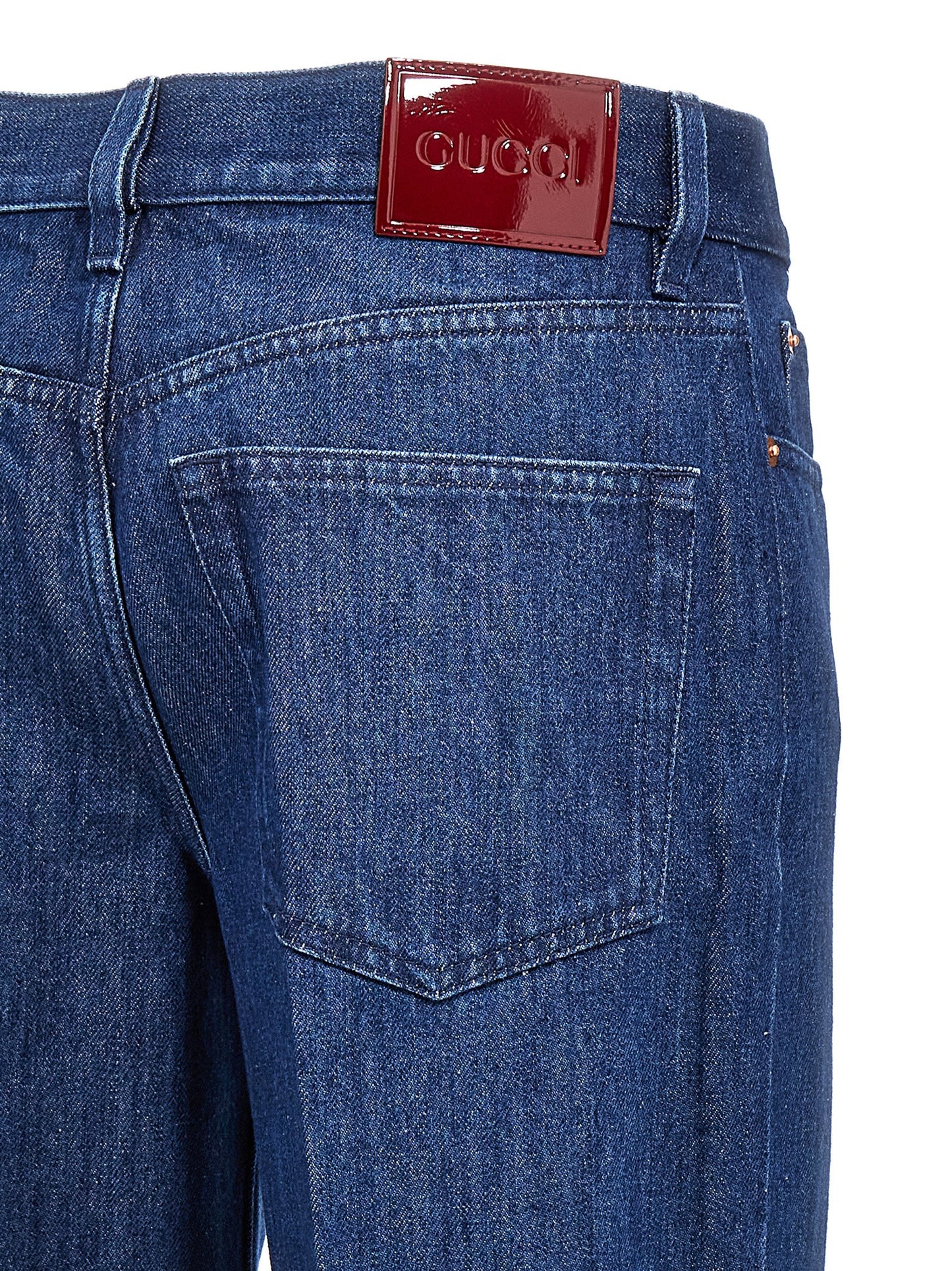 Gucci Women's Straight Leg Cotton Denim Jeans - Blue Signature