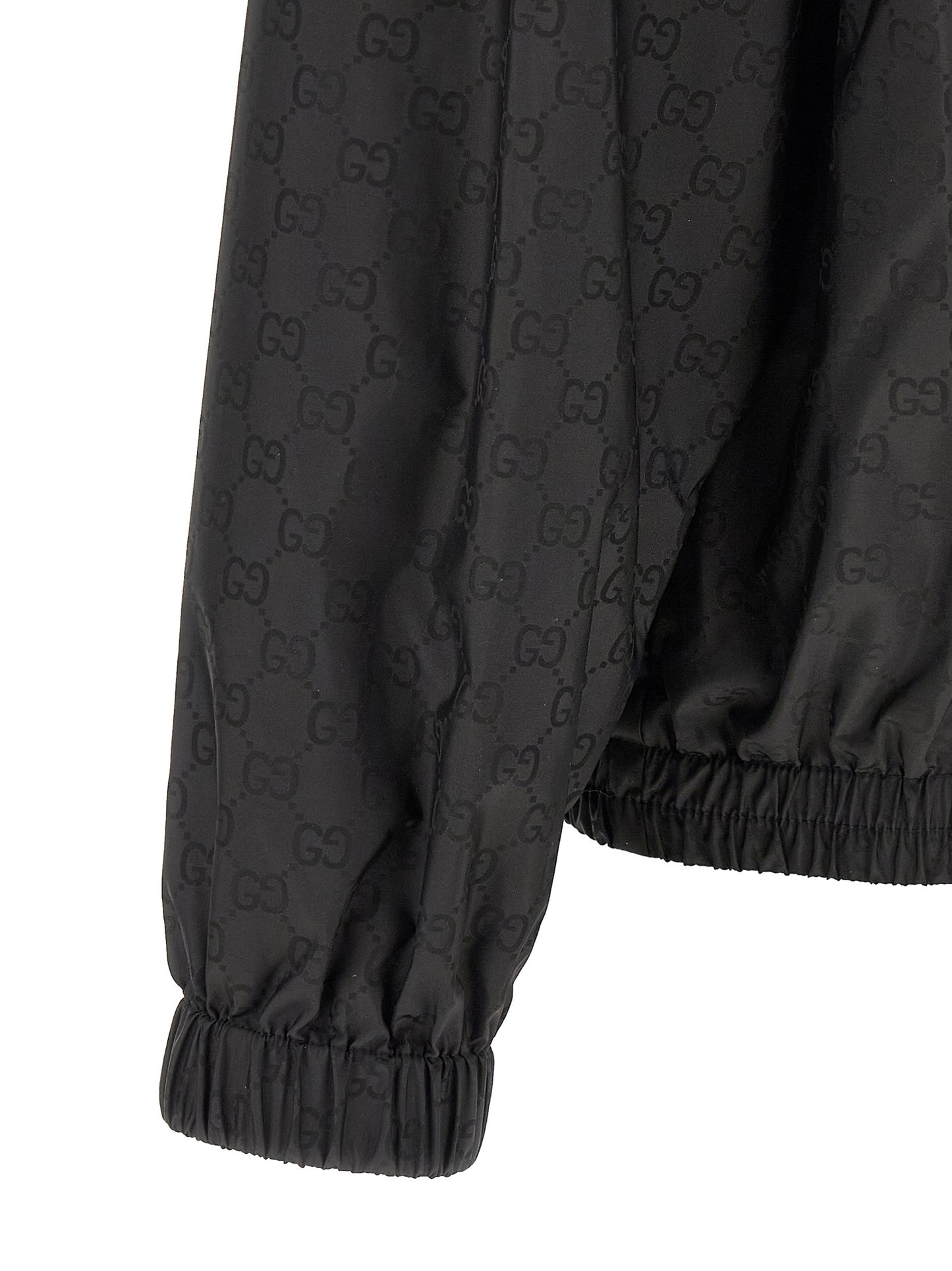 Gucci Gg Men's Nylon & Mesh Hooded Windbreaker Jacket - Black Jacquard