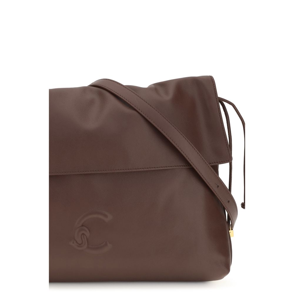 Coccinelle C Me Lidia Bos Taurus Calf Leather Medium Shoulder Drawstring Bag - Brown Gold Signature
