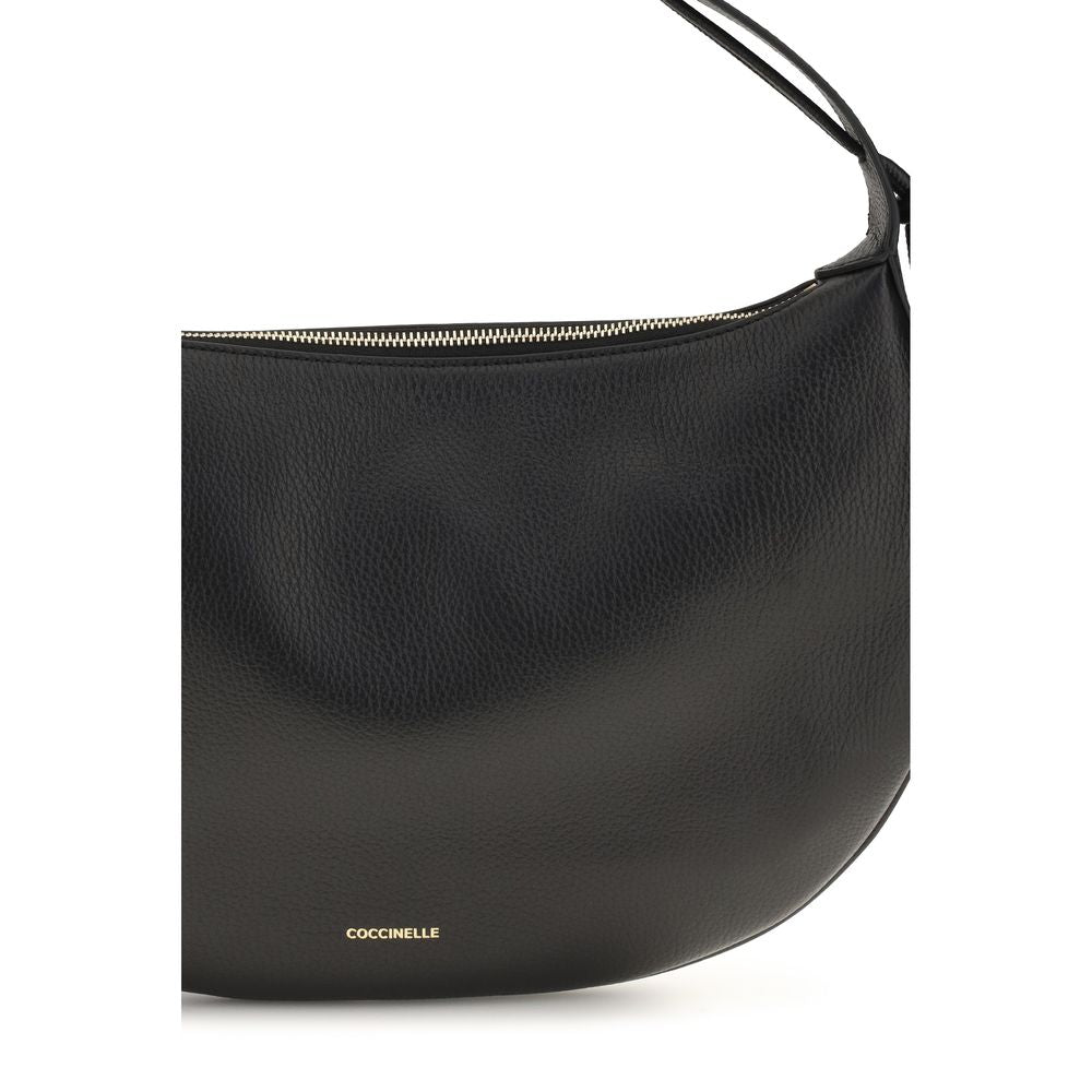 Coccinelle C Me Thess Bos Taurus Grained Calf Leather Shoulder Bag - Black Gold Signature