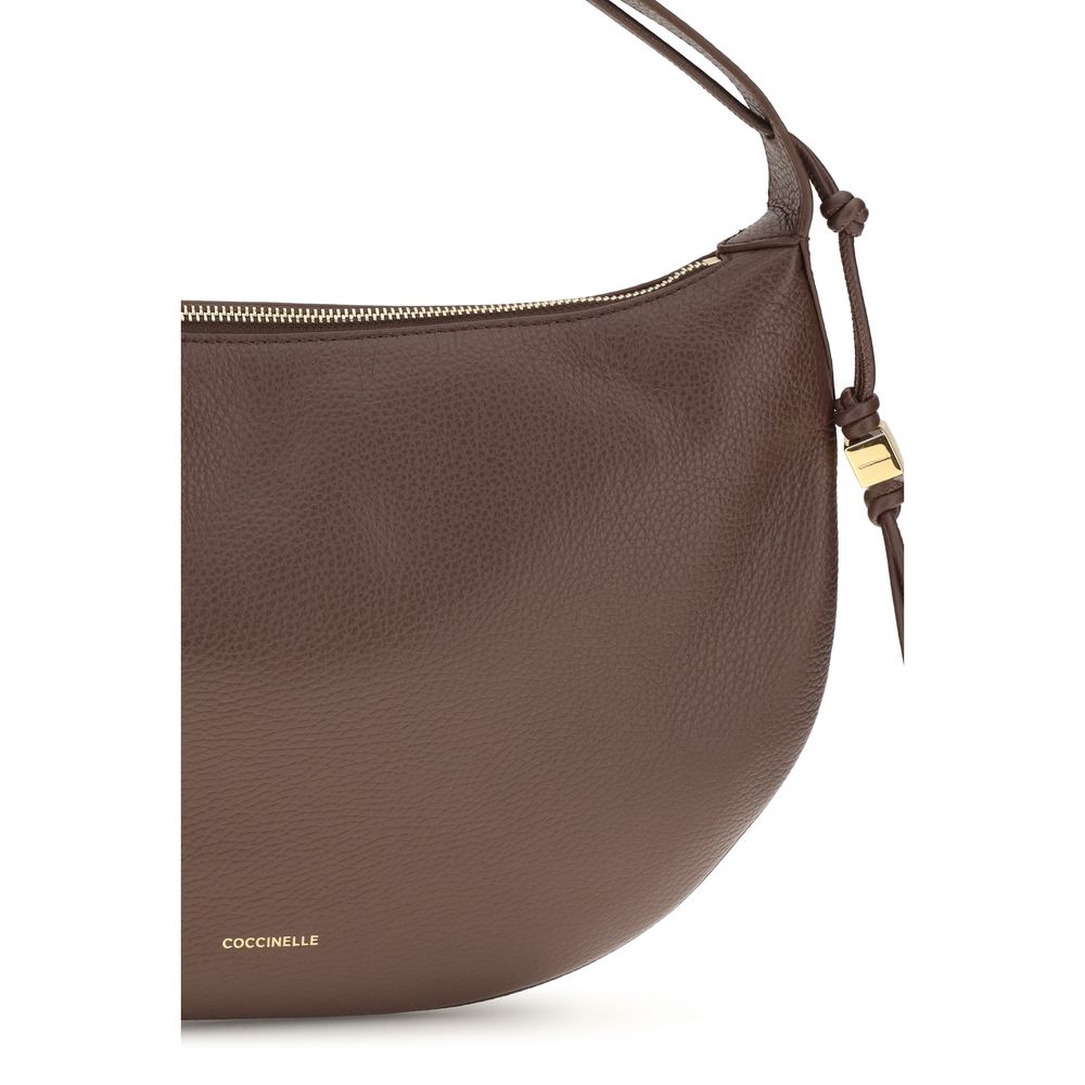 Coccinelle C Me Thess Bos Taurus Grained Calf Leather Shoulder Bag - Brown Gold Signature