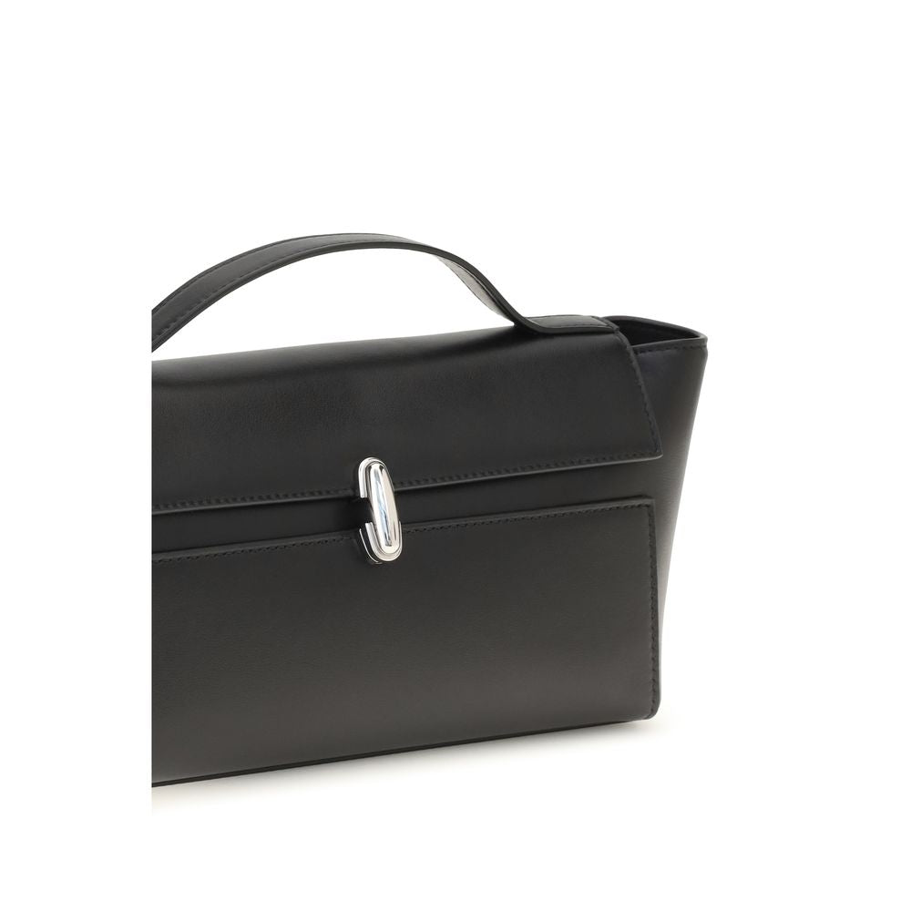 Savette Symmetry Bos Taurus Calf Leather Small Evening Clutch Handbag - Black