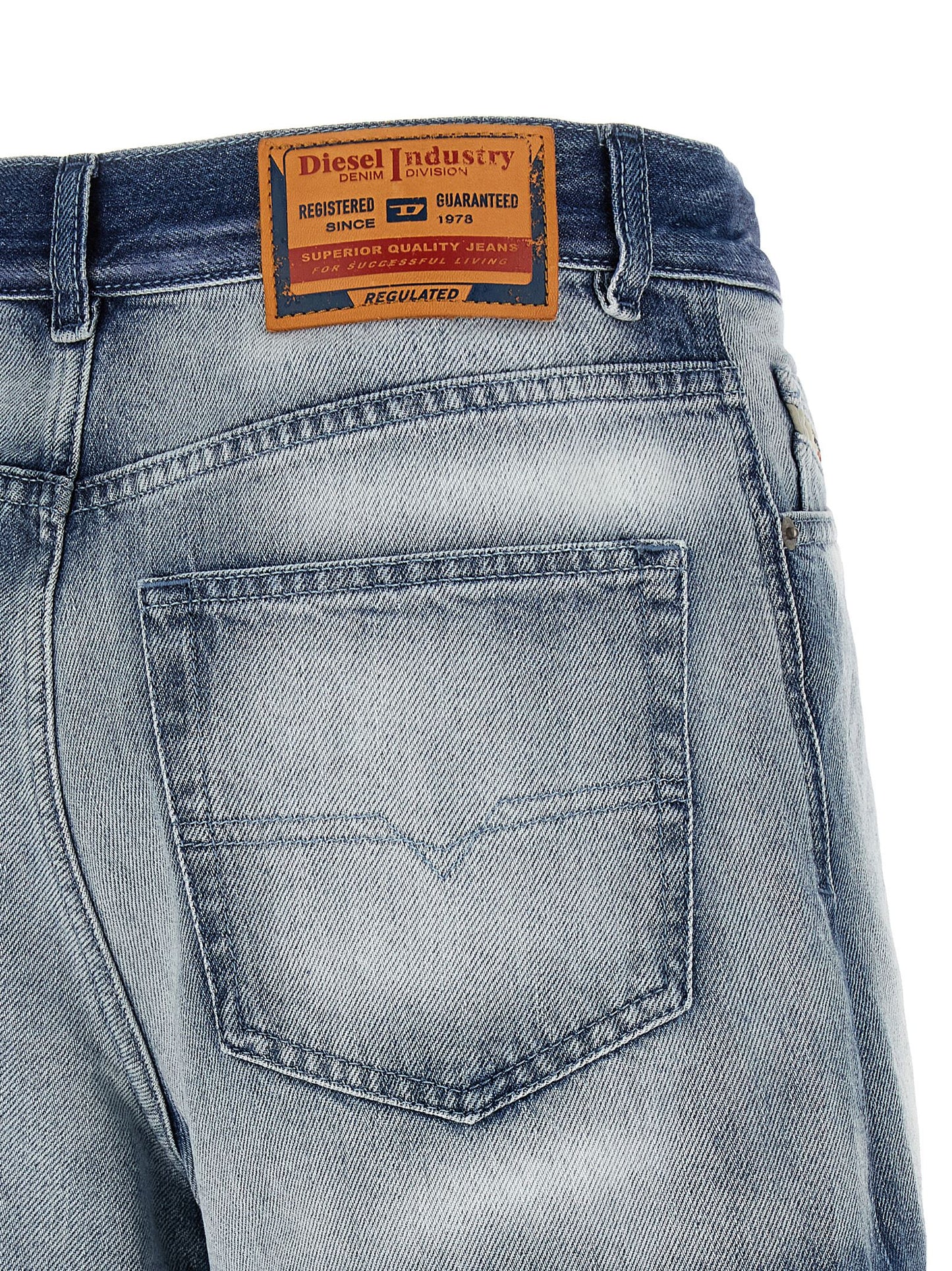 Diesel Women's Regular Fit High Rise Lyocell & Denim Cotton Shorts - Light Blue