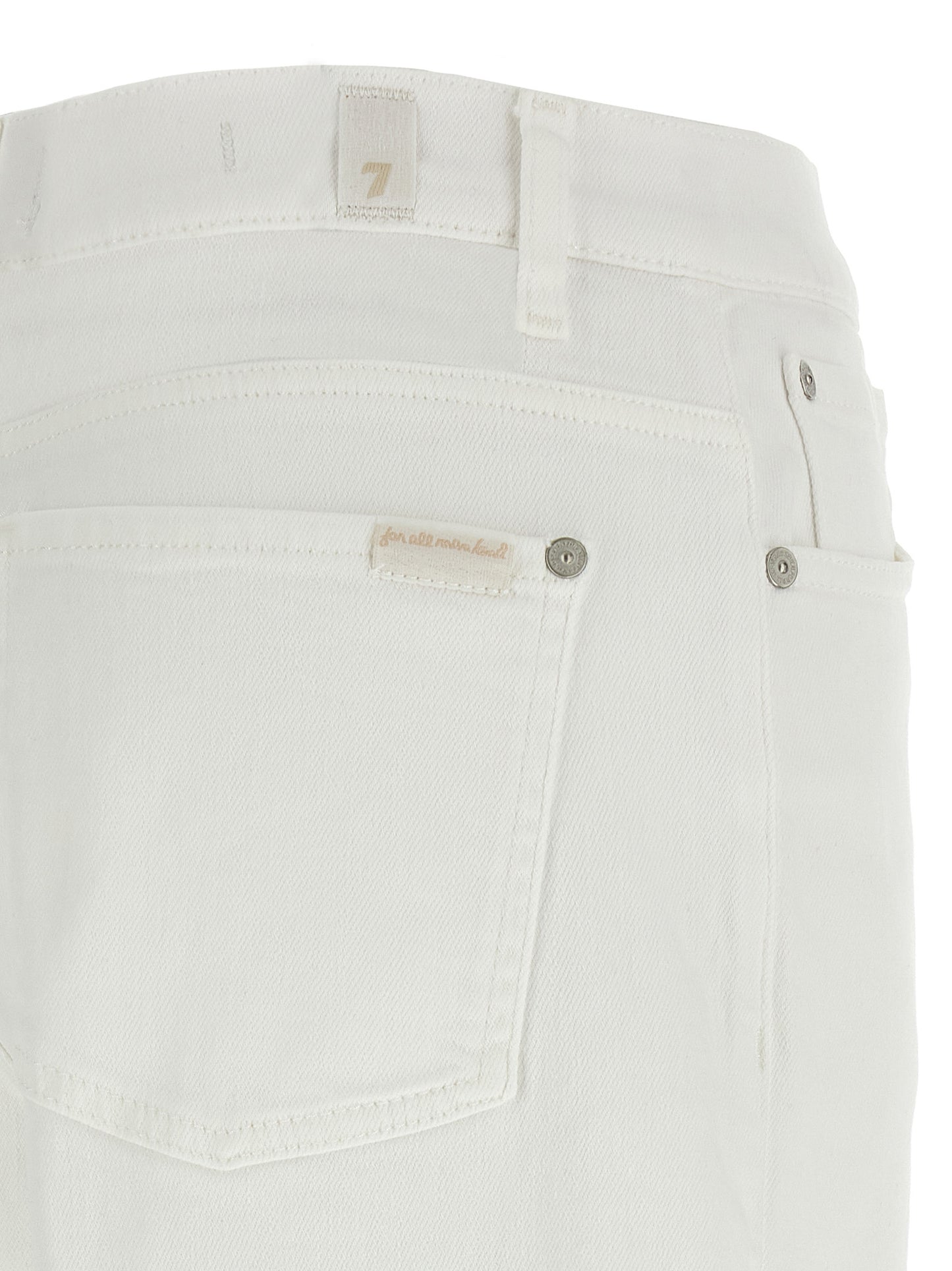 7 For All Mankind Women's Straight Leg Low Rise Stretch Denim Cotton Jeans - White