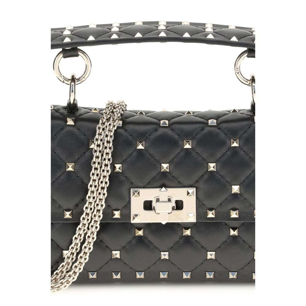 Valentino Garavani Rockstud Bos Taurus Calf Nappa Leather Mini Quilted Handbag - Black Signature