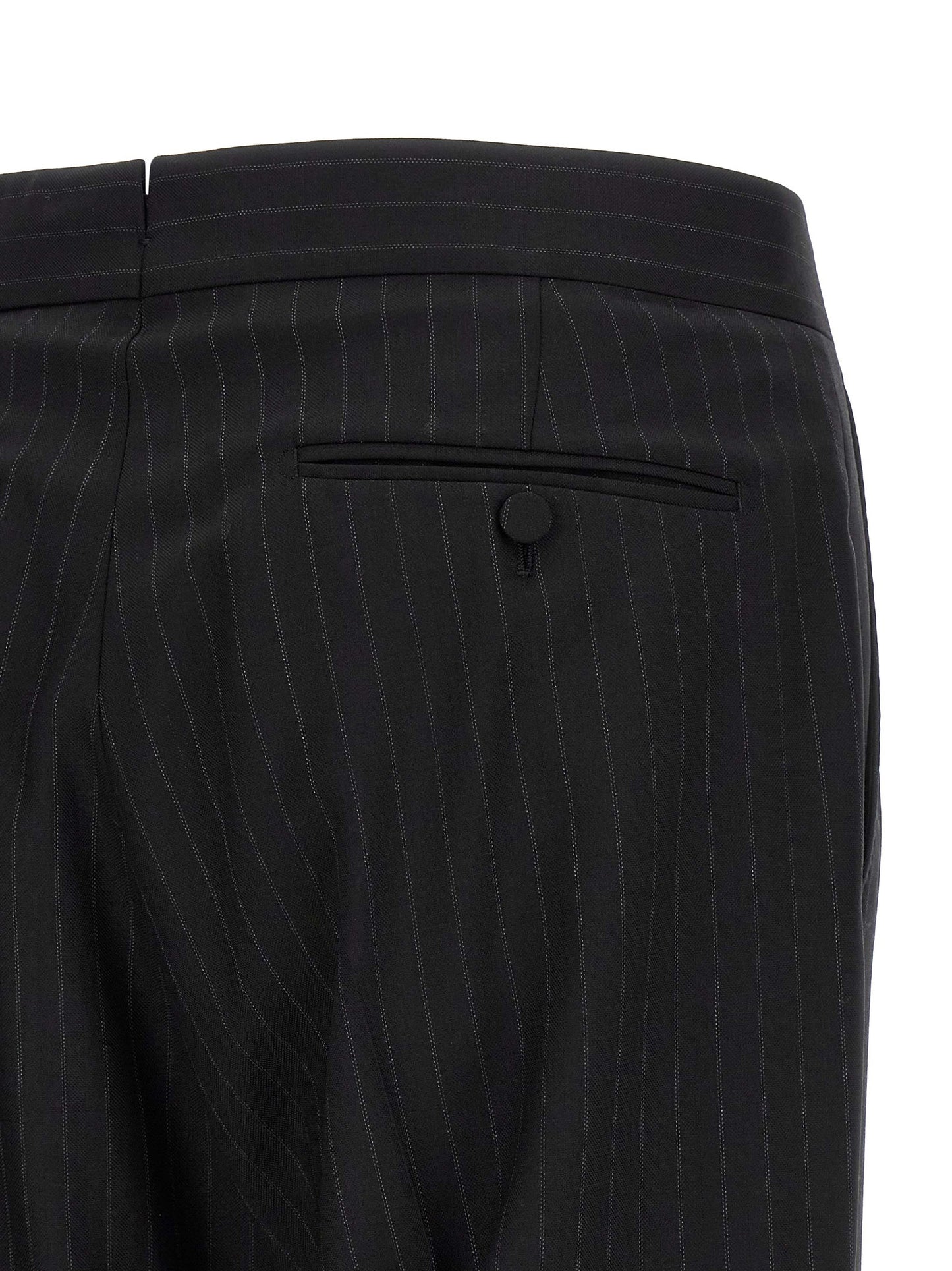 Tom Ford Men's Straight Leg Wool Pant Suit - Black Pinstripe Striped