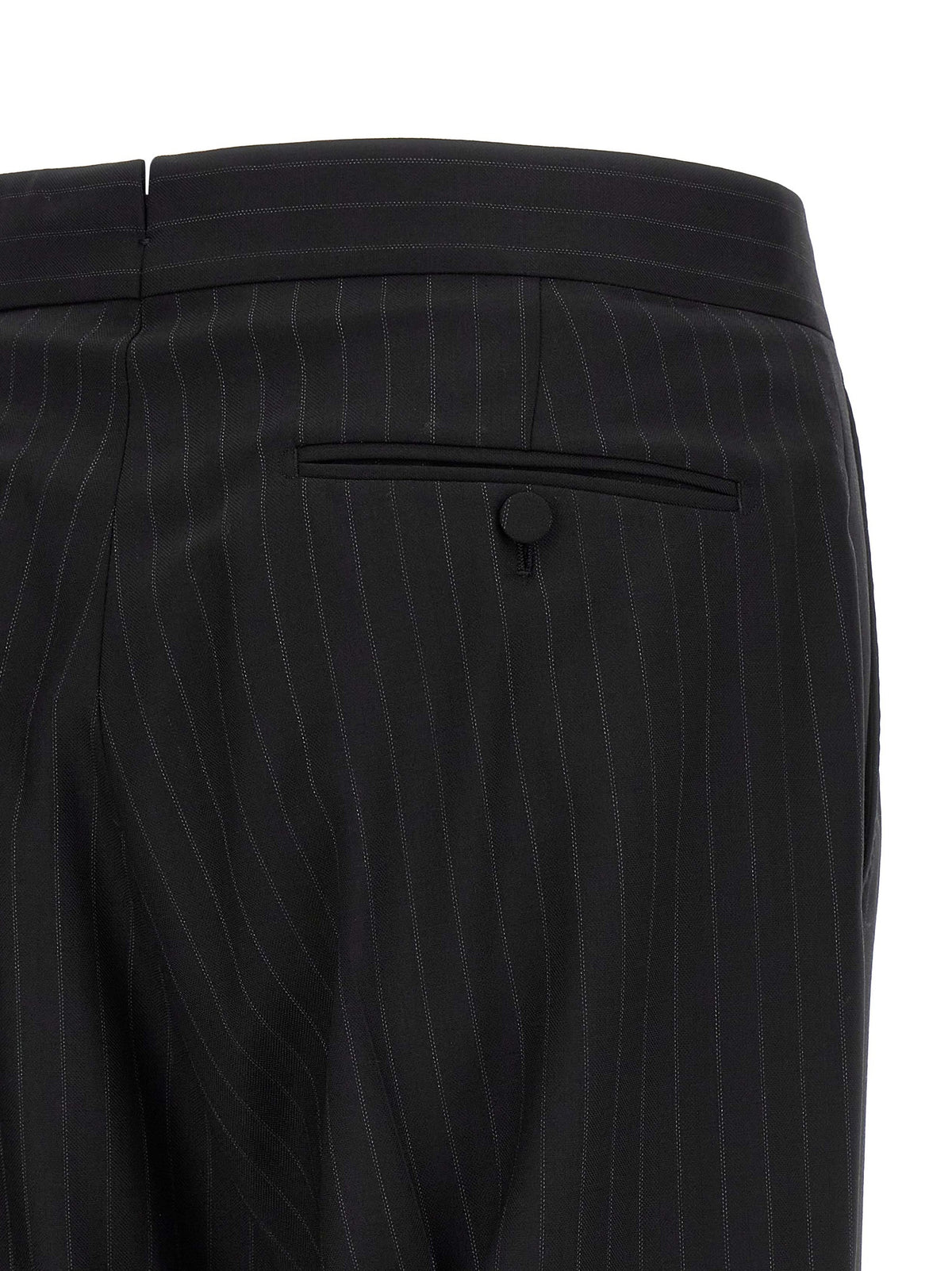 Tom Ford Men's Straight Leg Wool Pant Suit - Black Pinstripe Striped