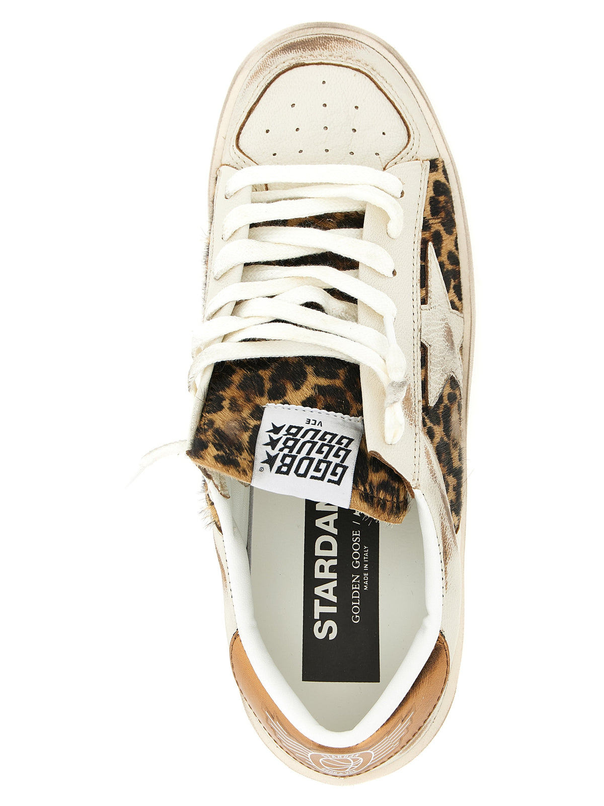 Golden Goose Pony Star Women's Low Top Basketball Goatskin Leather Sneakers - Animal Bronze Multicolor White Signature Print