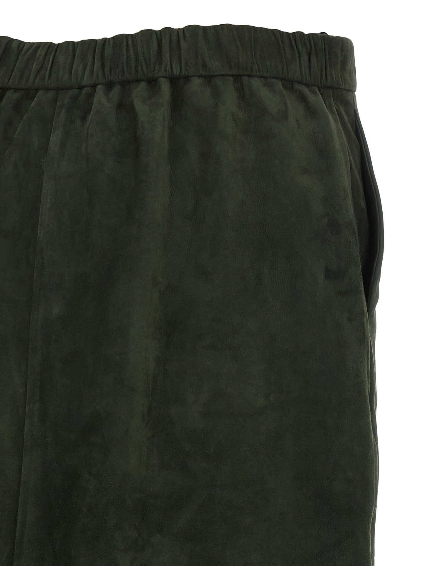 S Max Mara Women's Flared Suede Lamb Leather Skirt - Bicolour Gold Green