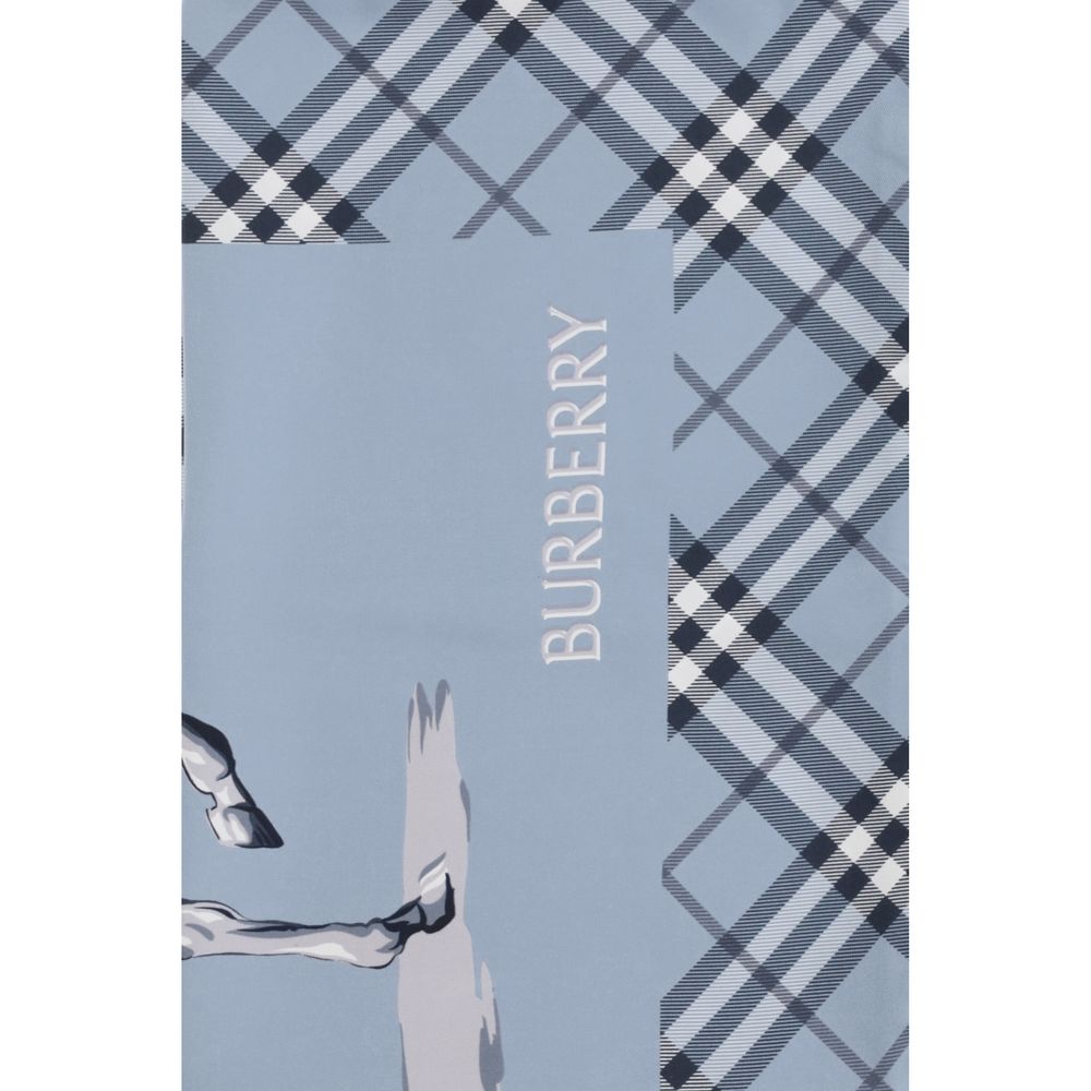 Burberry Silk Twill Square Scarf - Blue Signature Print Print