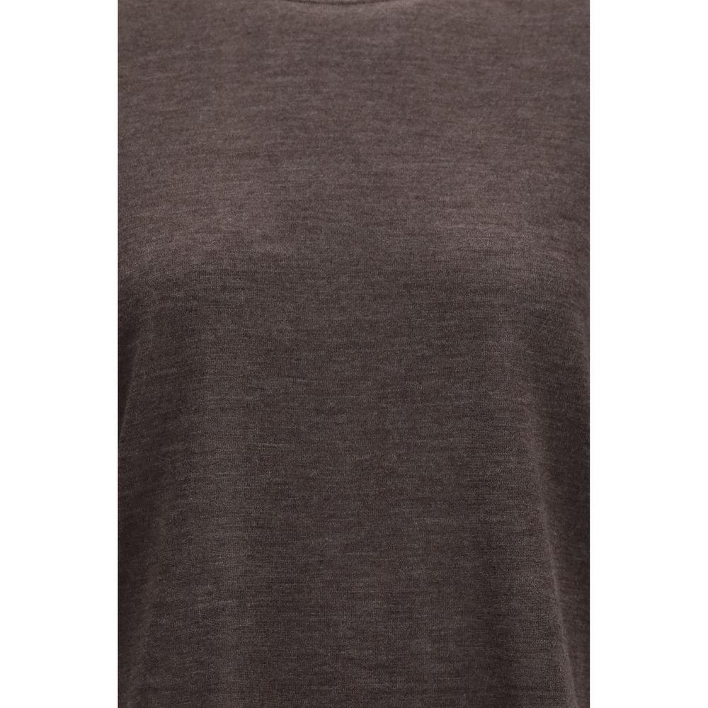 Loulou De Saison Lou Women's Straight Regular Fit Short-Sleeve Crew Neck Cashmere T-Shirt - Brown