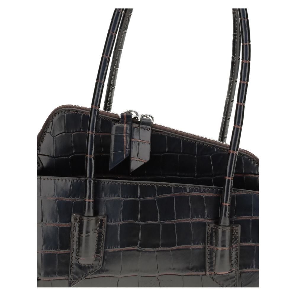 The Attico La Passeggiata Bos Taurus Calf Leather Small Shoulder Bag - Black Signature Print