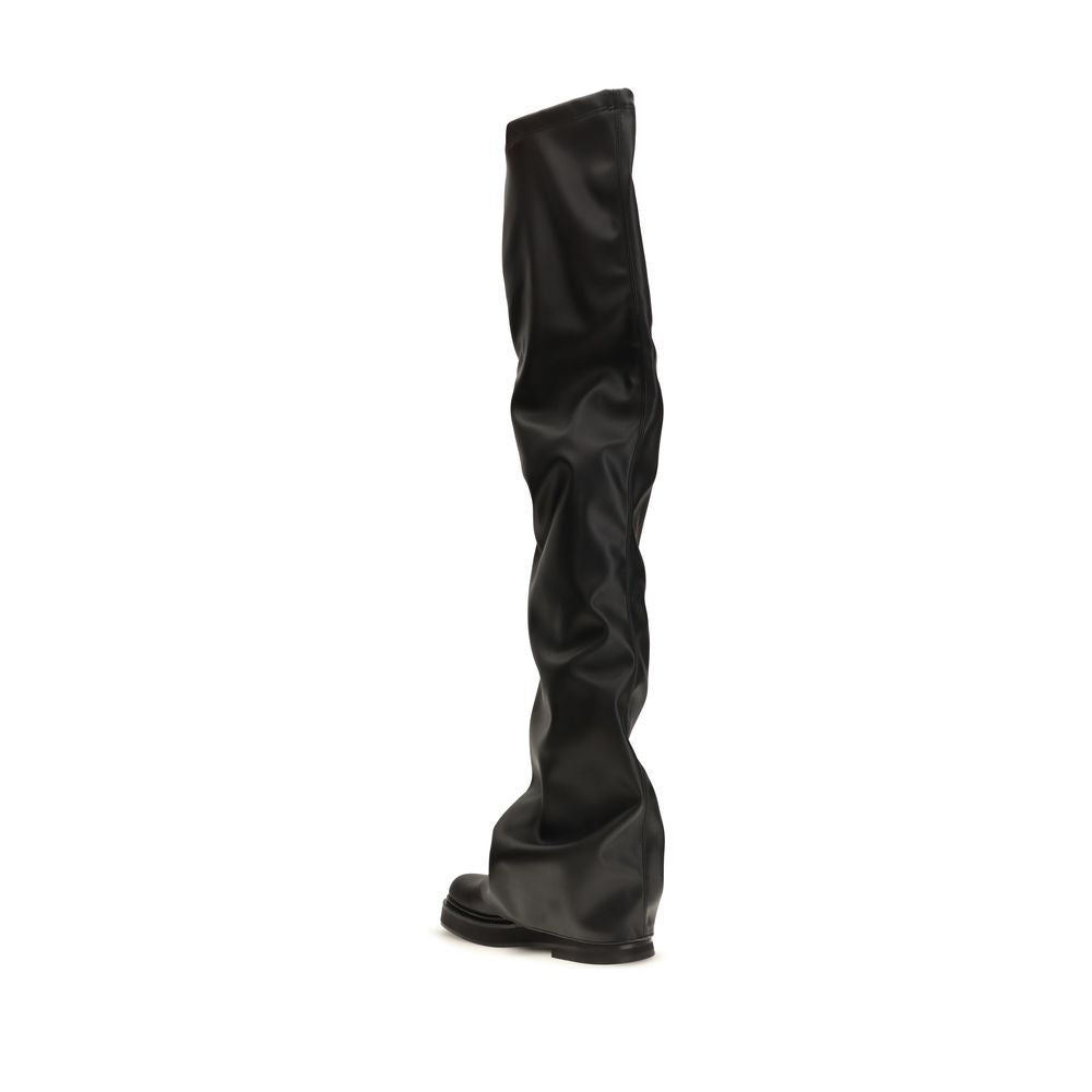 The Attico Women's Polyester Polyurethane TU Leather Platform Long Over-The-Knee Boots - Black