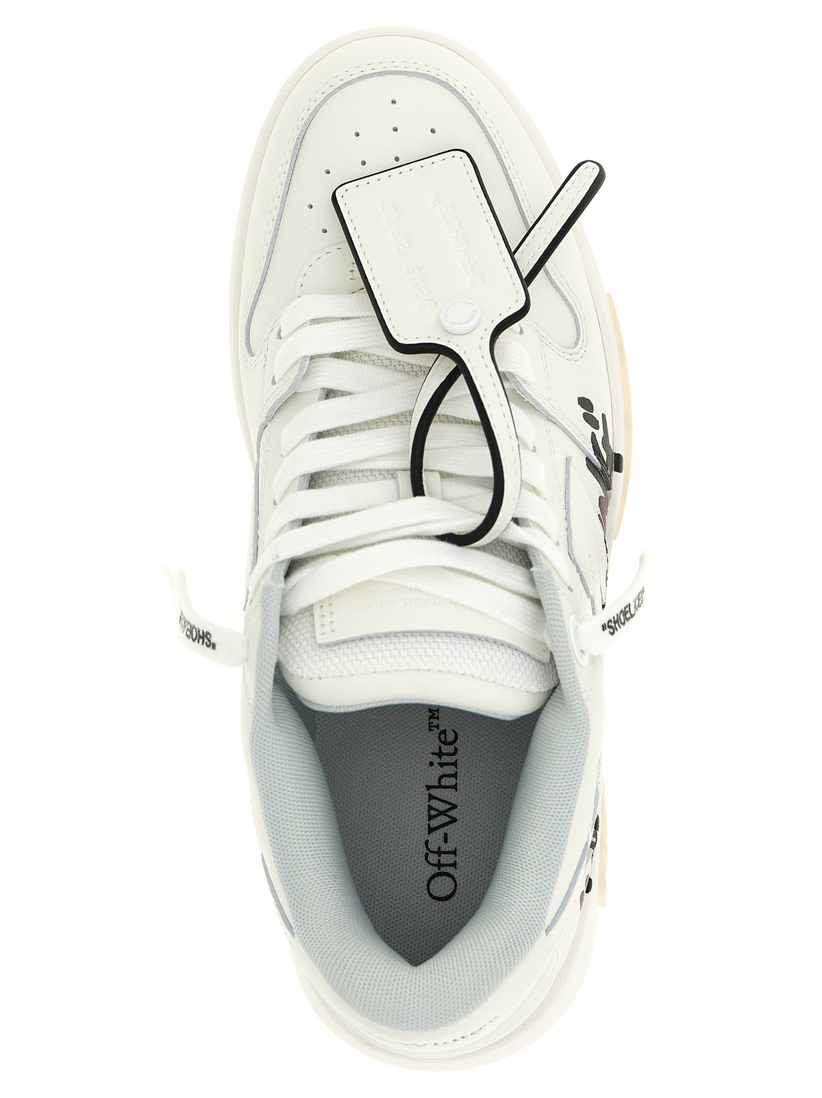 Off-White Women's Athletic Calfskin Leather & Polyester Sneakers - Bicolour Black White Patterned Signature