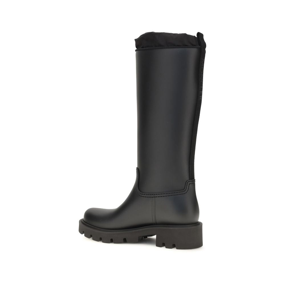 Moncler Women's PVC High Knee-High Rain Boots - Black Signature