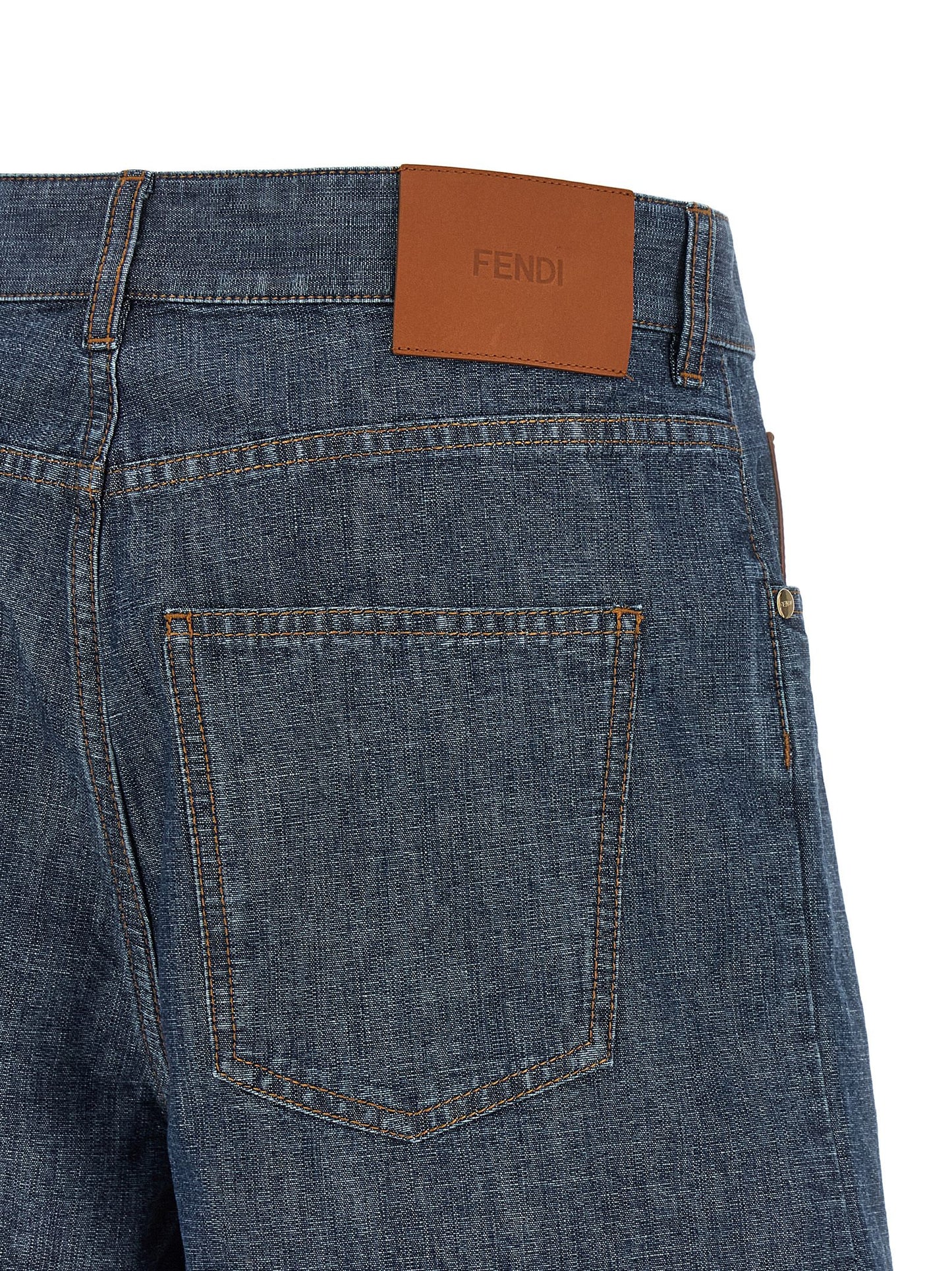 Fendi Women's Flared High Rise Denim Cotton & Palladium Shorts - Blue Palladium