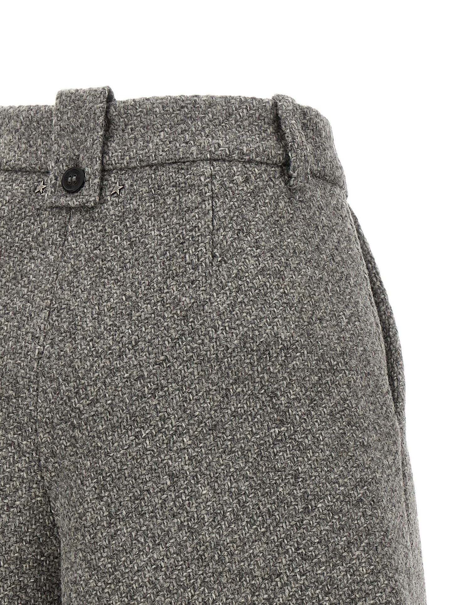 Golden Goose Icon Women's Wide High Rise Virgin Wool Bermuda Shorts - Gray Signature