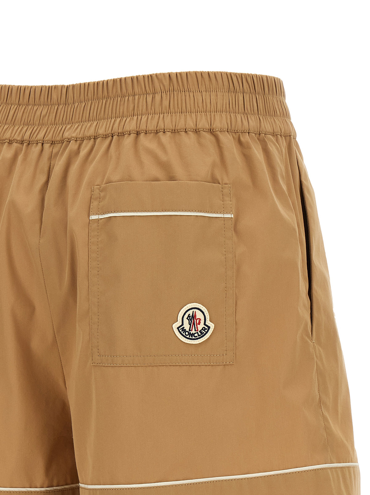 Moncler Women's Flared High Rise Cotton & Nylon Bermuda Shorts - Beige