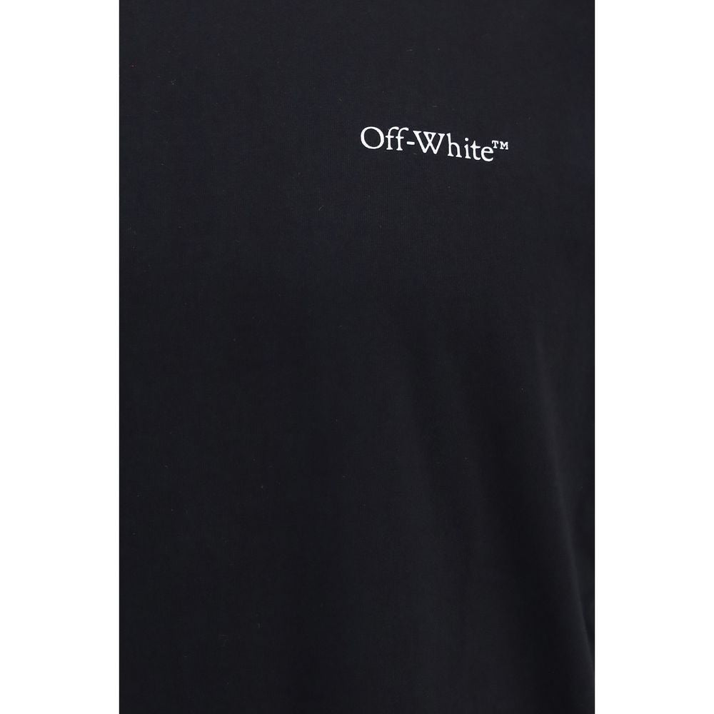 Off-White Heart Men's Straight Regular Fit Short-Sleeve Crew Neck Cotton T-Shirt - Black White