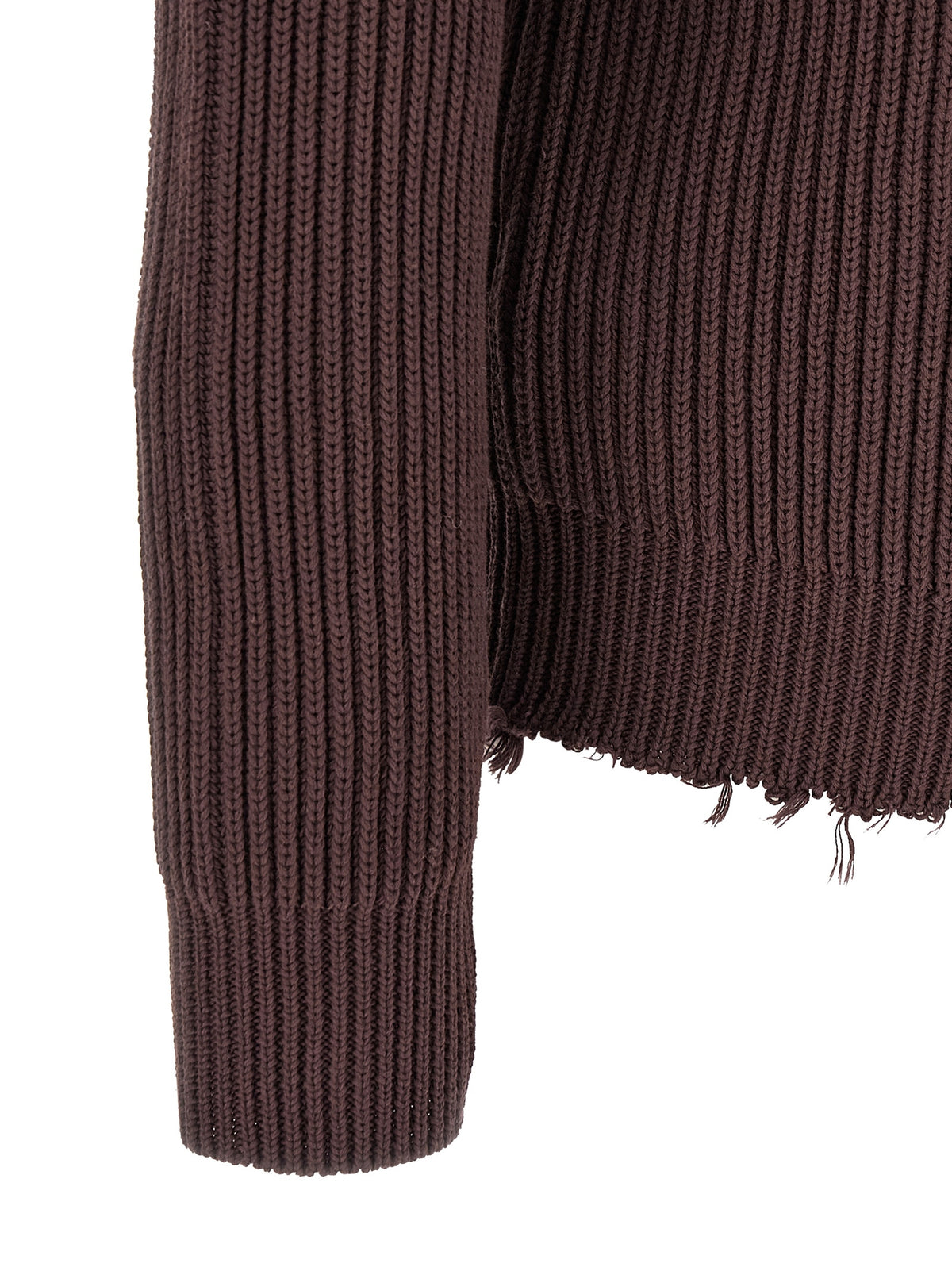 MM6 Maison Margiela Men's Turtleneck Cotton Cardigan - Brown Silver White