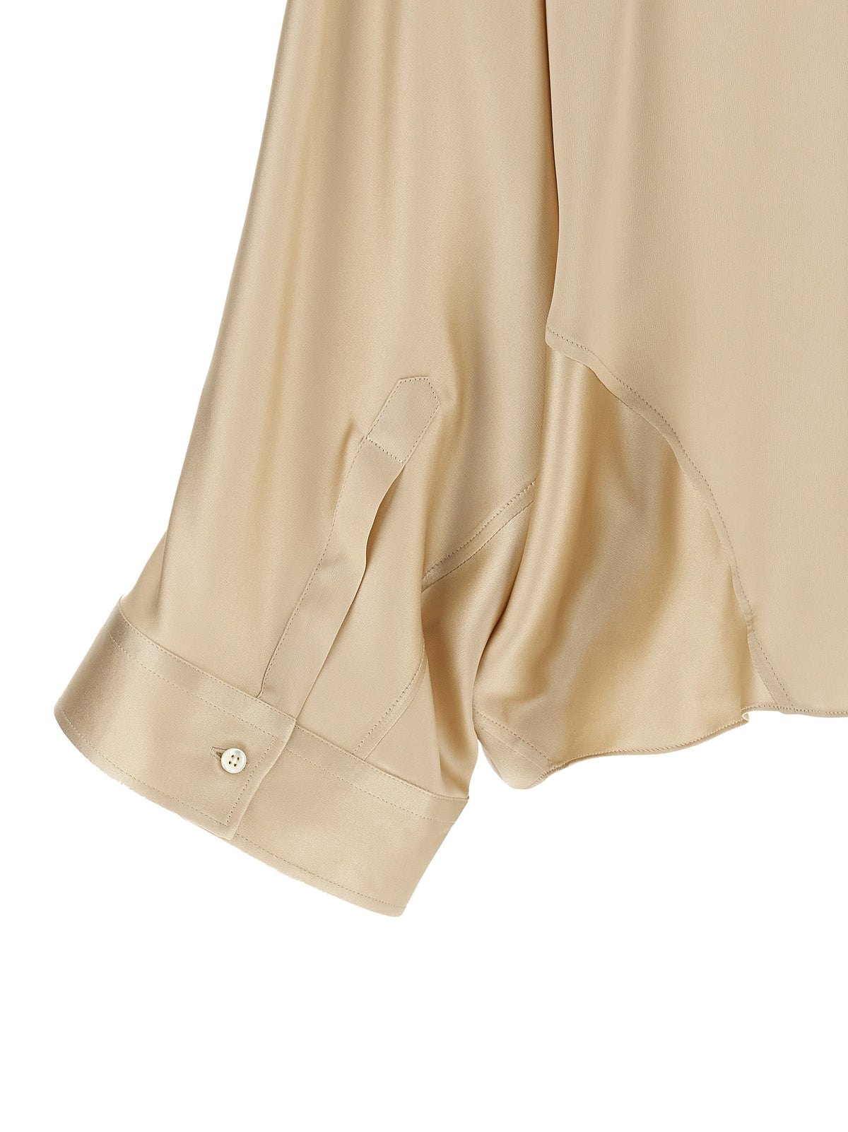 Brunello Cucinelli Monile Women's Wide Oversized Silk Satin Blouse - Beige Natural Pearl Sand