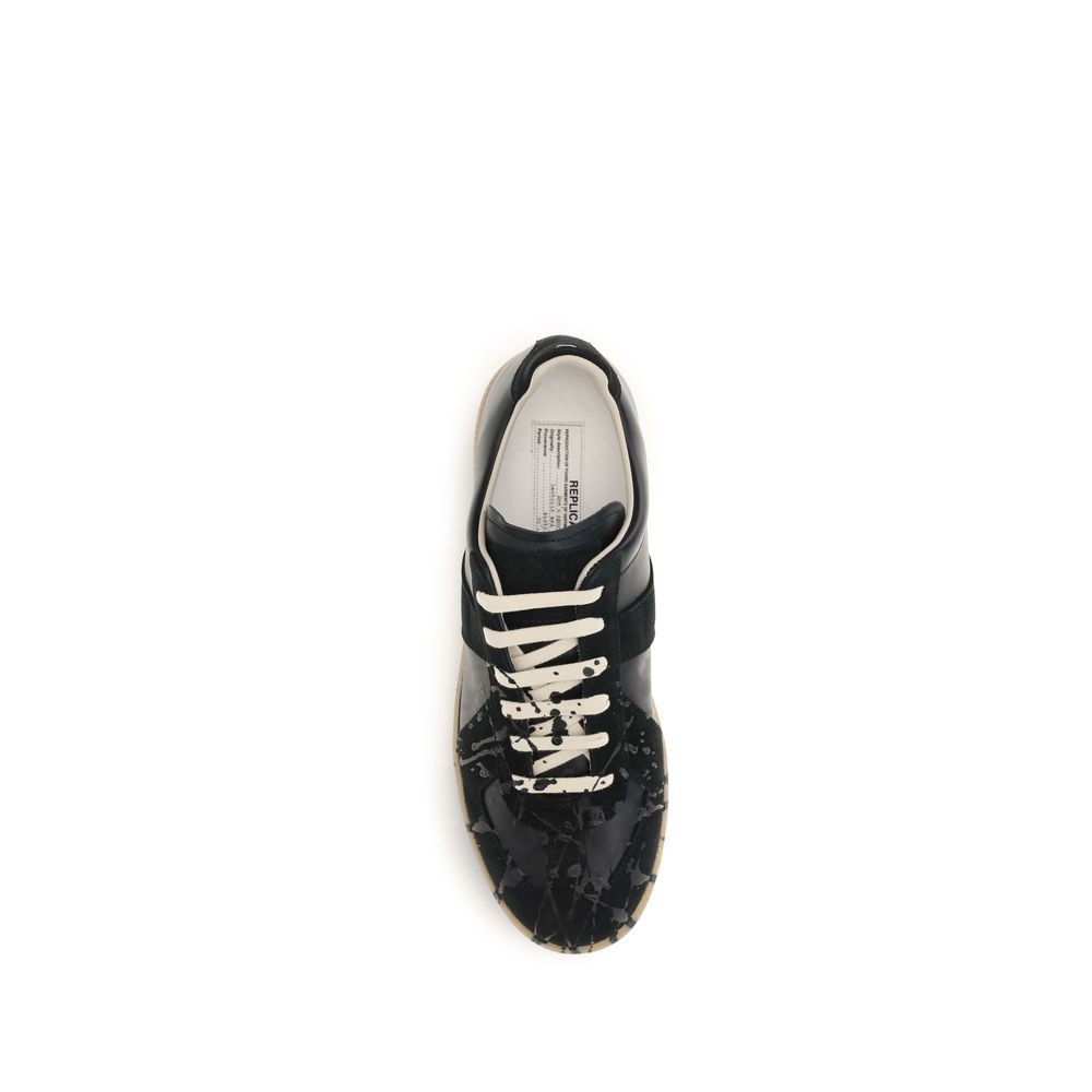 Maison Margiela Men's Athletic Bos Taurus Calf Suede Leather Sneakers - Black Signature