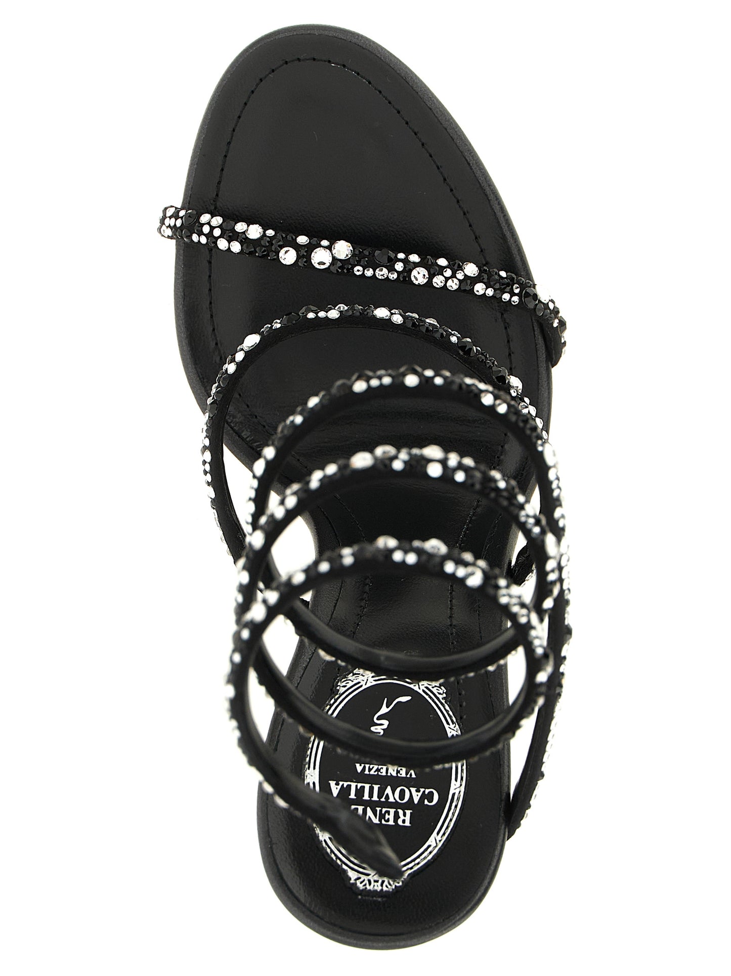 RENE CAOVILLA Bicolor Viscose Stiletto Heel Sandals