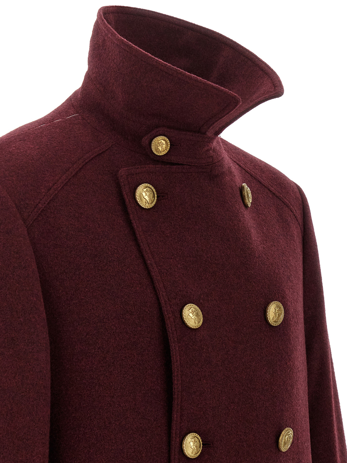 Brunello Cucinelli Men's Double Breasted Cashmere Overcoat - Bordeaux Burgundy Gold