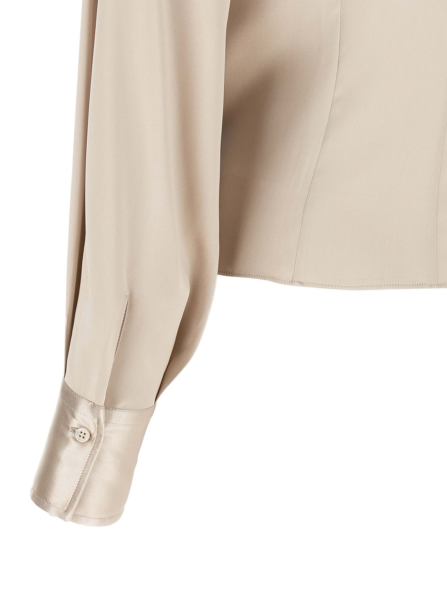 Brunello Cucinelli Women's Long-Sleeve Silk Satin Blouse - Beige Natural