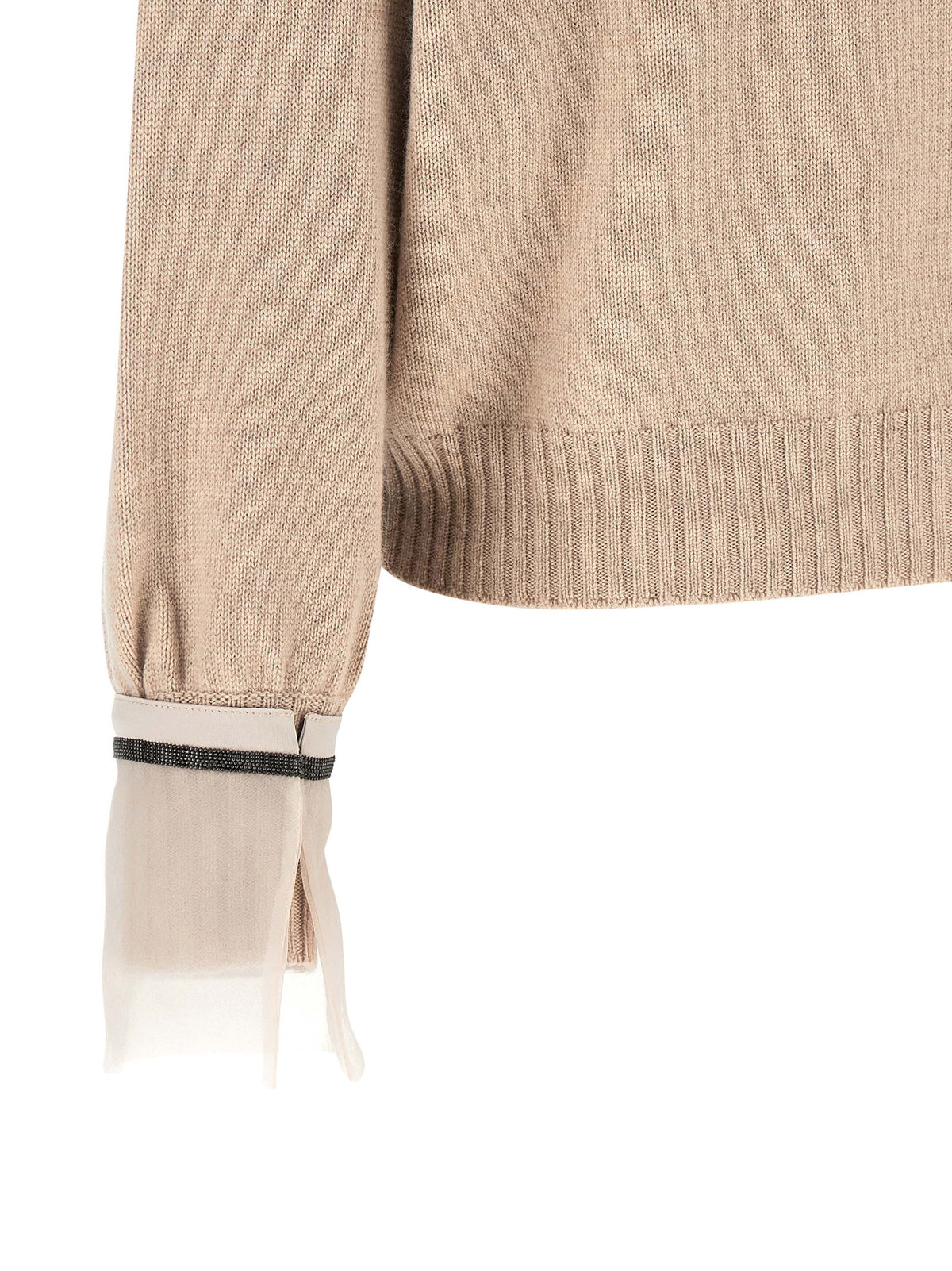 Brunello Cucinelli Monile Women's Relaxed Fit Crew Neck Cashmere & Silk Cardigan - Beige Signature