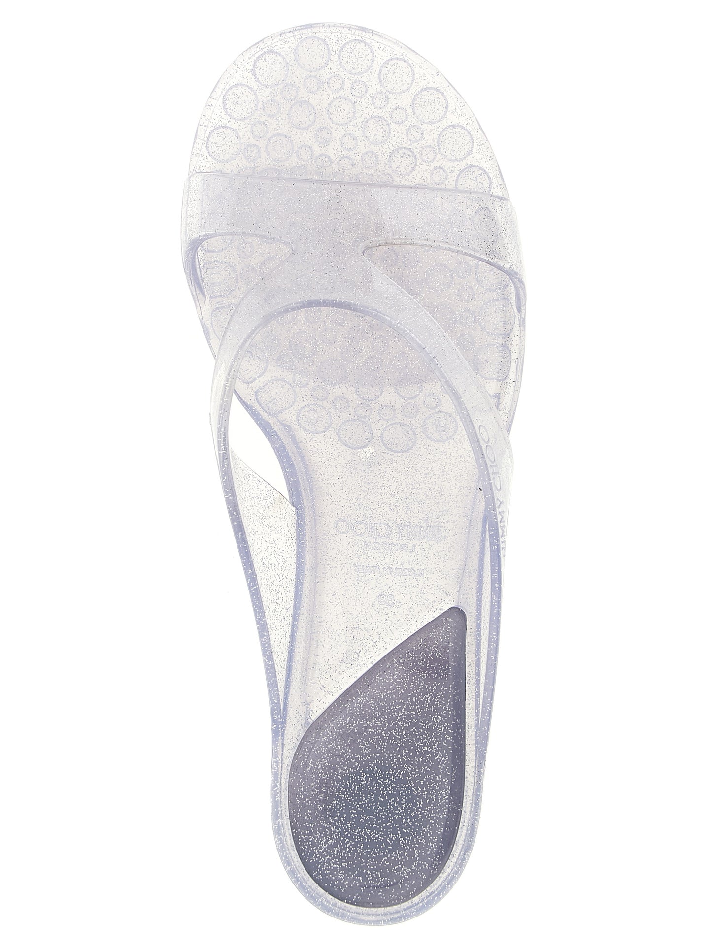 Jimmy Choo Silver Rubber Flat Sandals