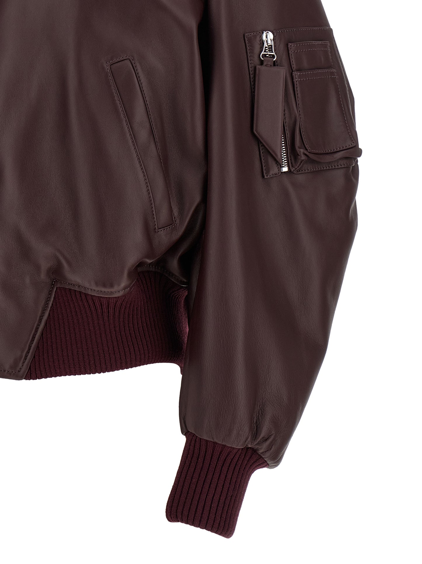 The Attico Women's Lambskin Leather Bomber Jacket - Bordeaux