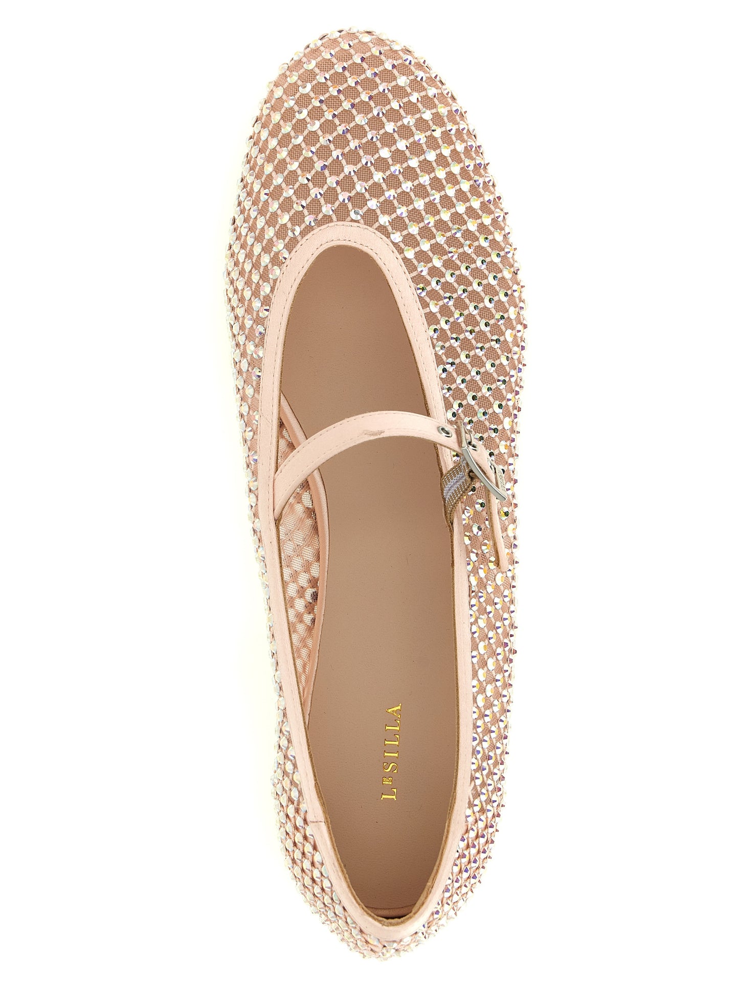 LE SILLA Women's Polyamide Nappa Leather Ballet Mary-Jane Flat Shoes - Gold Multicolor Nude Silver