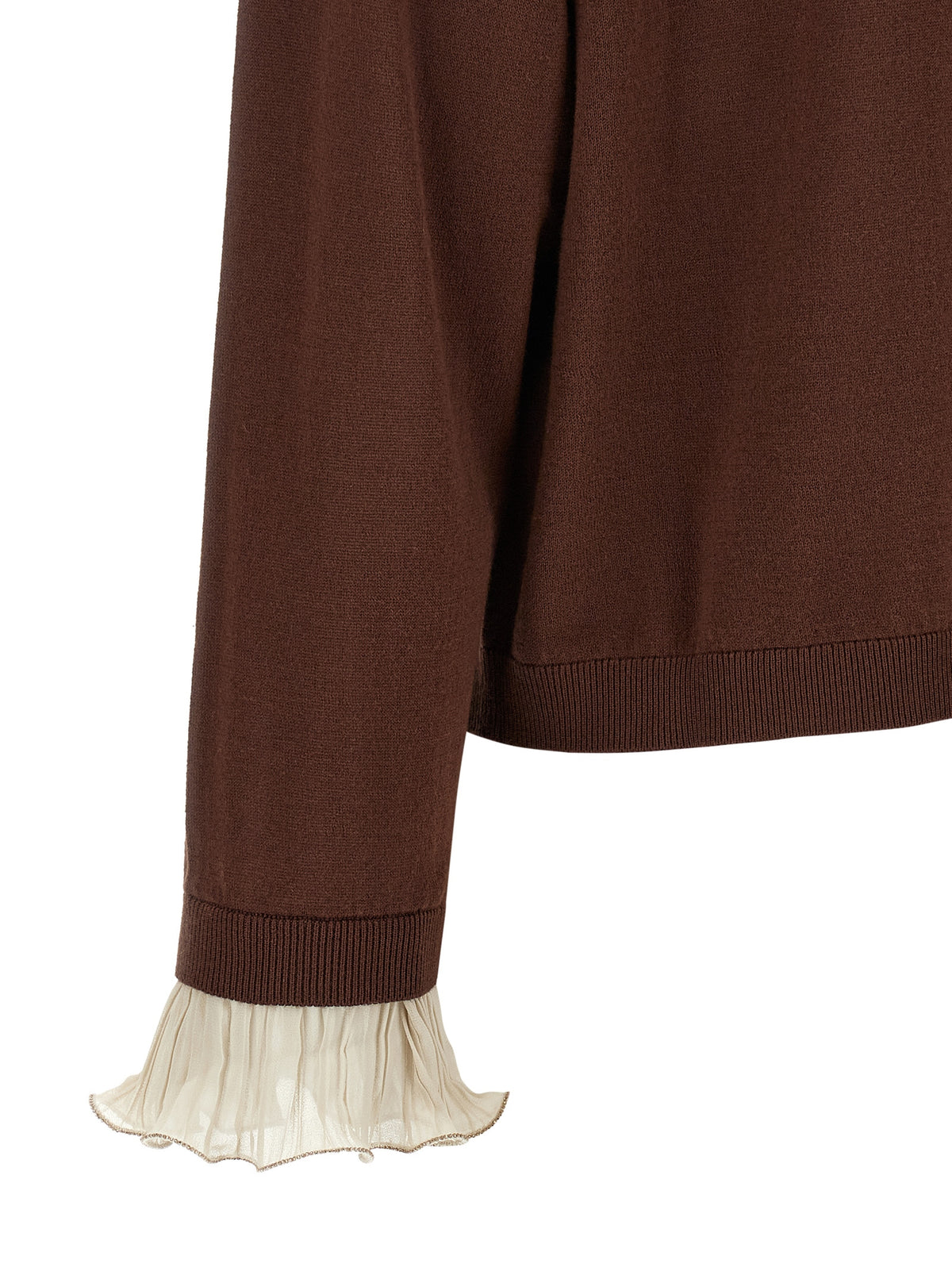 Fabiana Filippi Play Women's Round Neck Virgin Wool & Cotton Cardigan - Brown