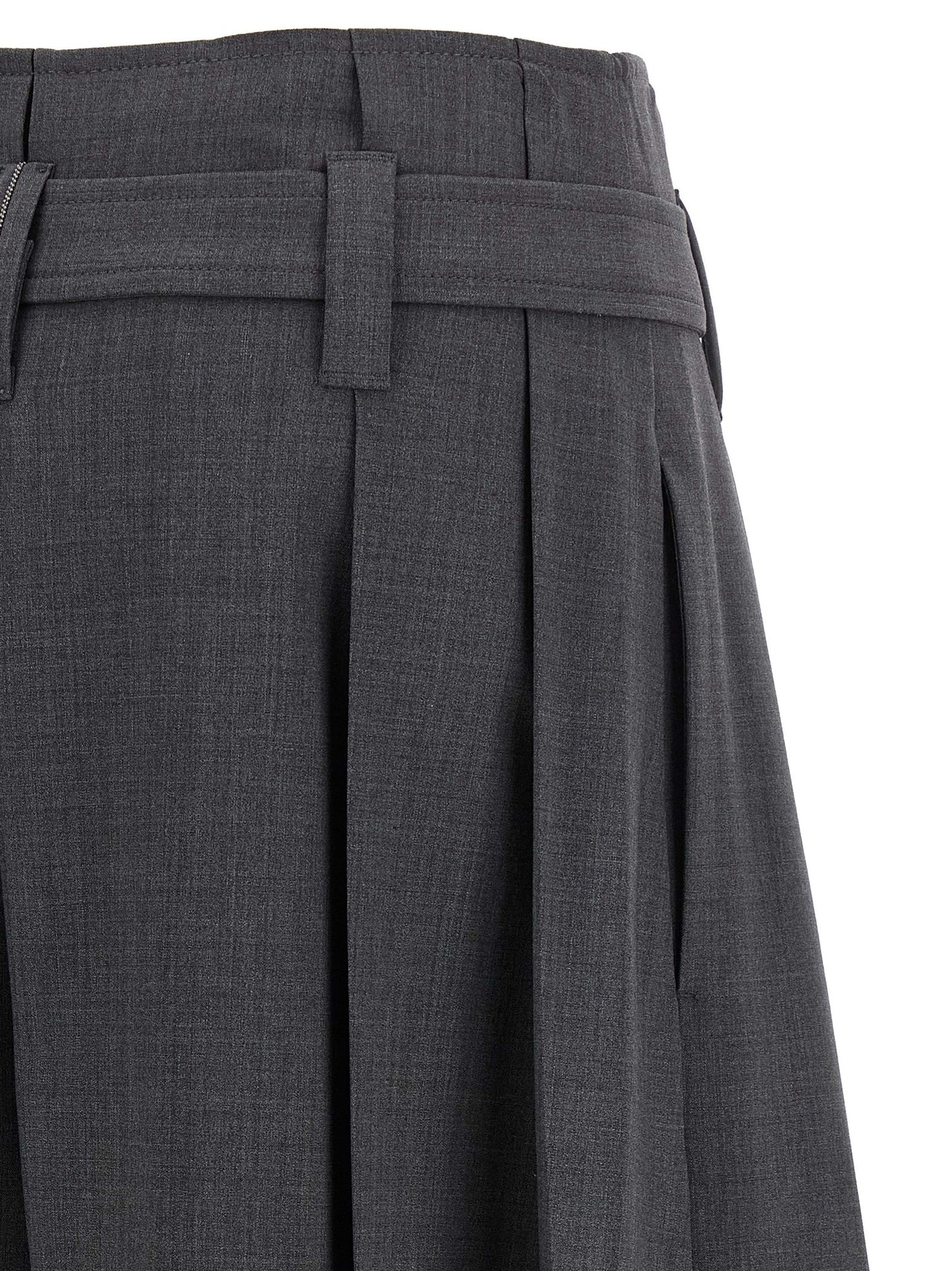 Brunello Cucinelli Monile Women's High Rise Nylon & Virgin Wool Bermuda Shorts - Gray