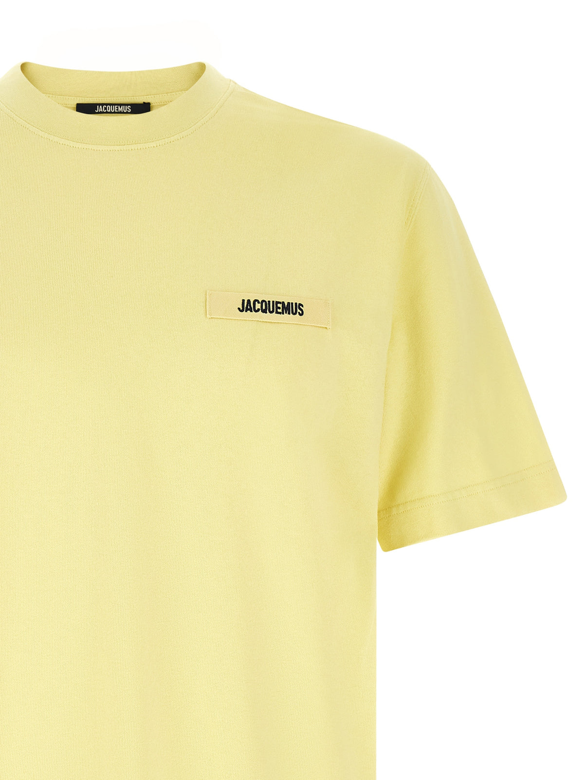 Jacquemus Ribbon Men's Short-Sleeve Crew Neck Organic Cotton T-Shirt - Bicolour Yellow Signature