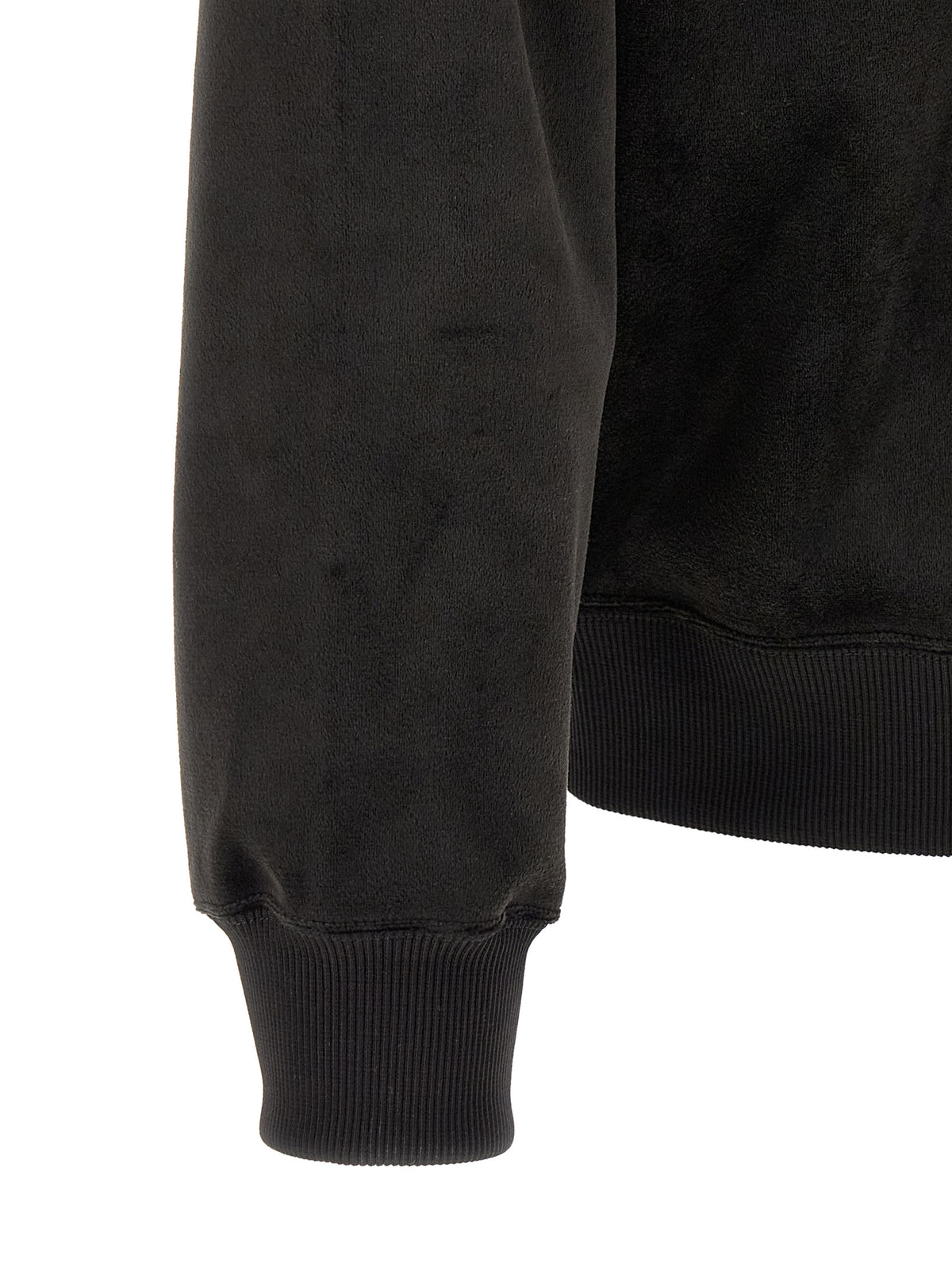 Y-3 Men's Relaxed Fit Polyester Velvet Sweatshirt Hoodie - Black