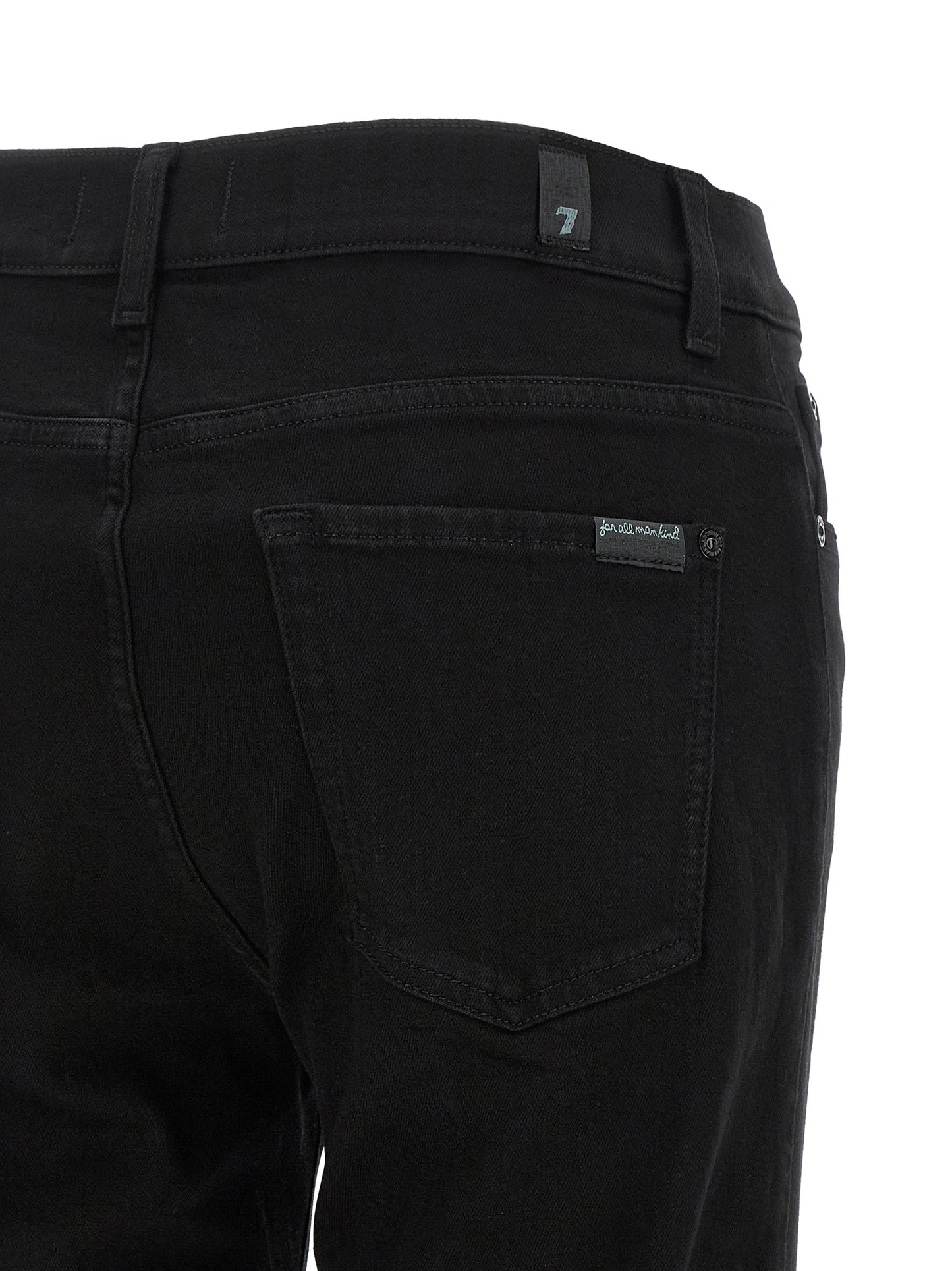 Jeans by 7 For All Mankind for women in stretch denim cotton black features a polished silhouette with a polished bootcut & slim, reaching a polished long and finished with a polished .